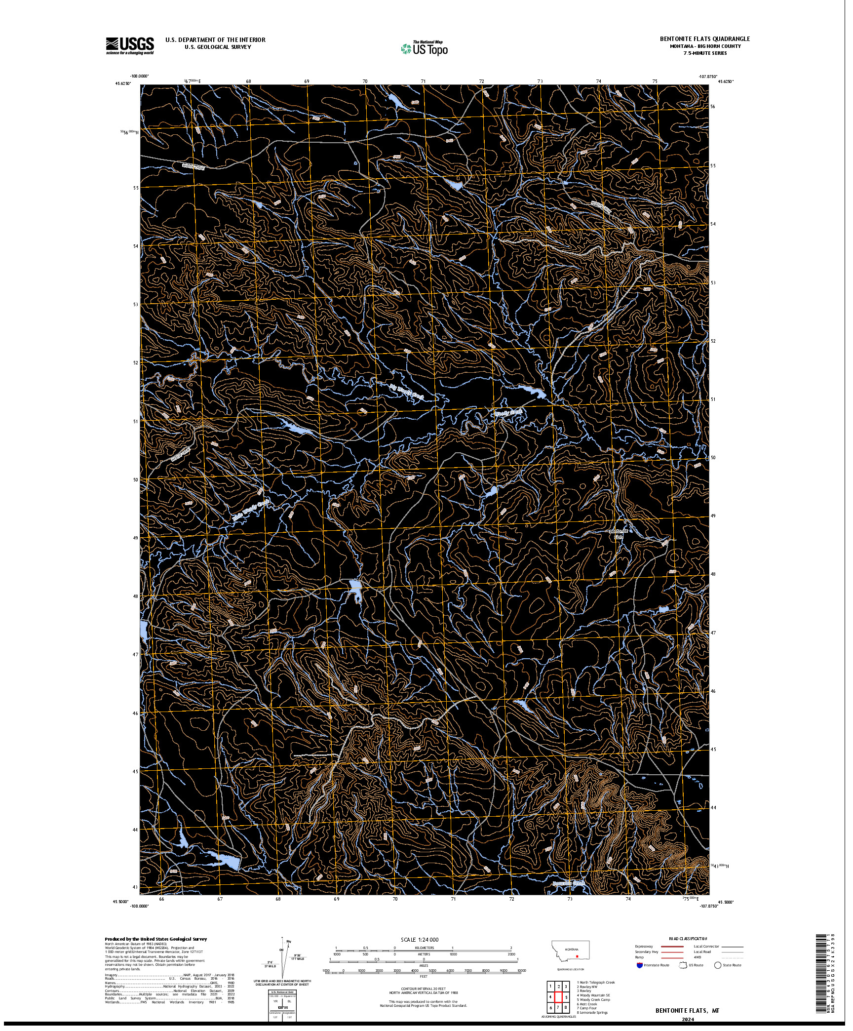 US TOPO 7.5-MINUTE MAP FOR BENTONITE FLATS, MT