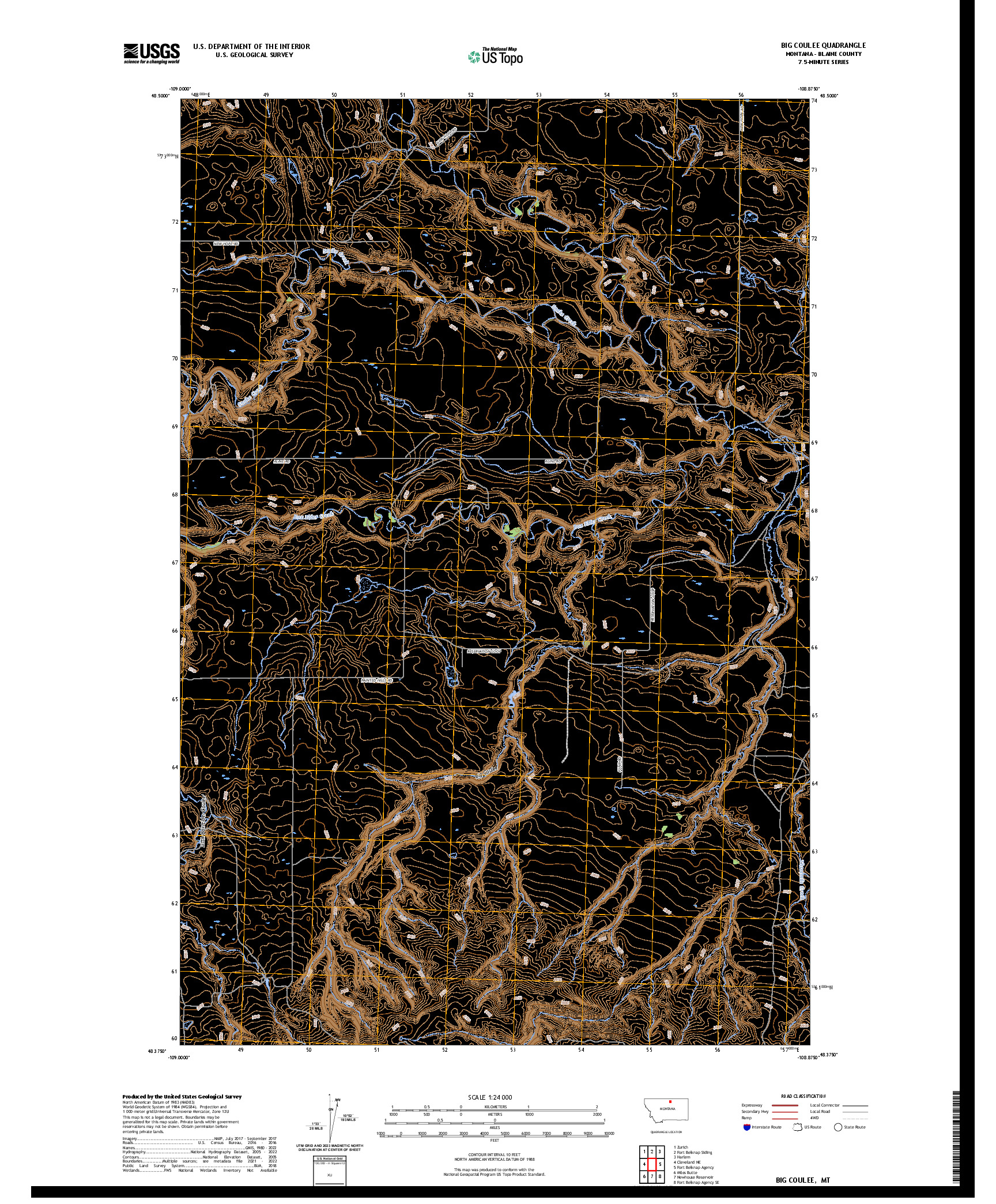 US TOPO 7.5-MINUTE MAP FOR BIG COULEE, MT