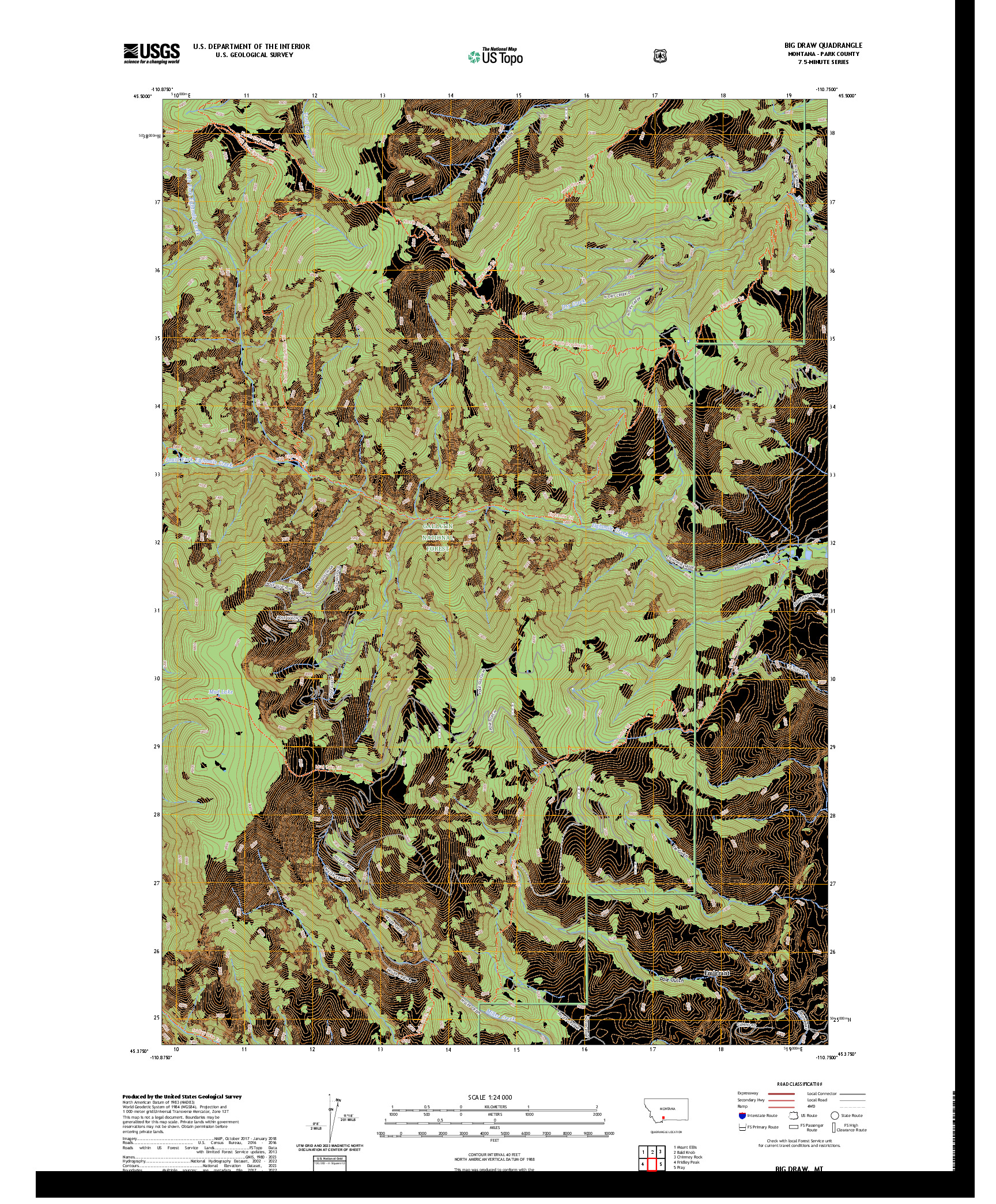US TOPO 7.5-MINUTE MAP FOR BIG DRAW, MT