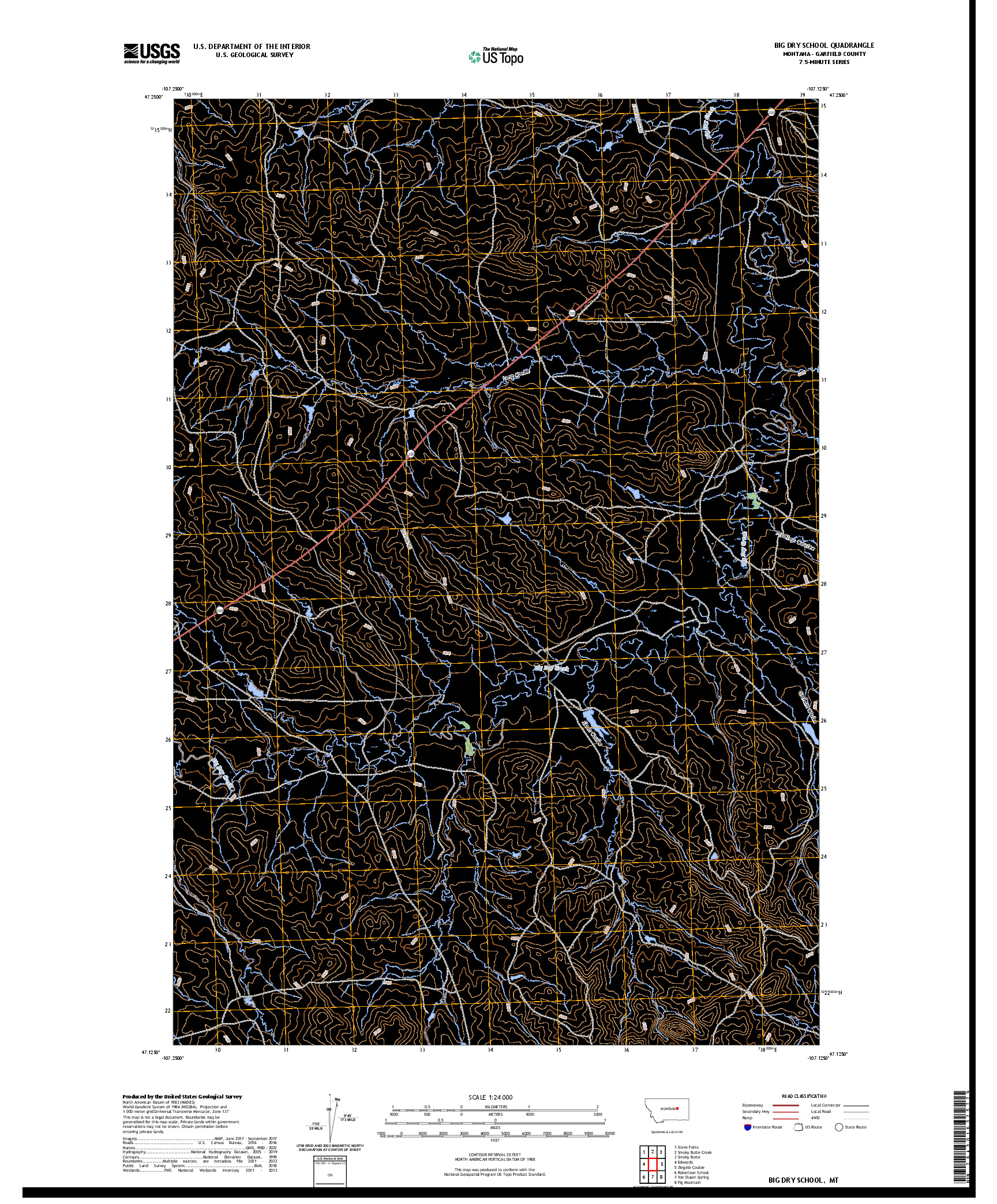 US TOPO 7.5-MINUTE MAP FOR BIG DRY SCHOOL, MT