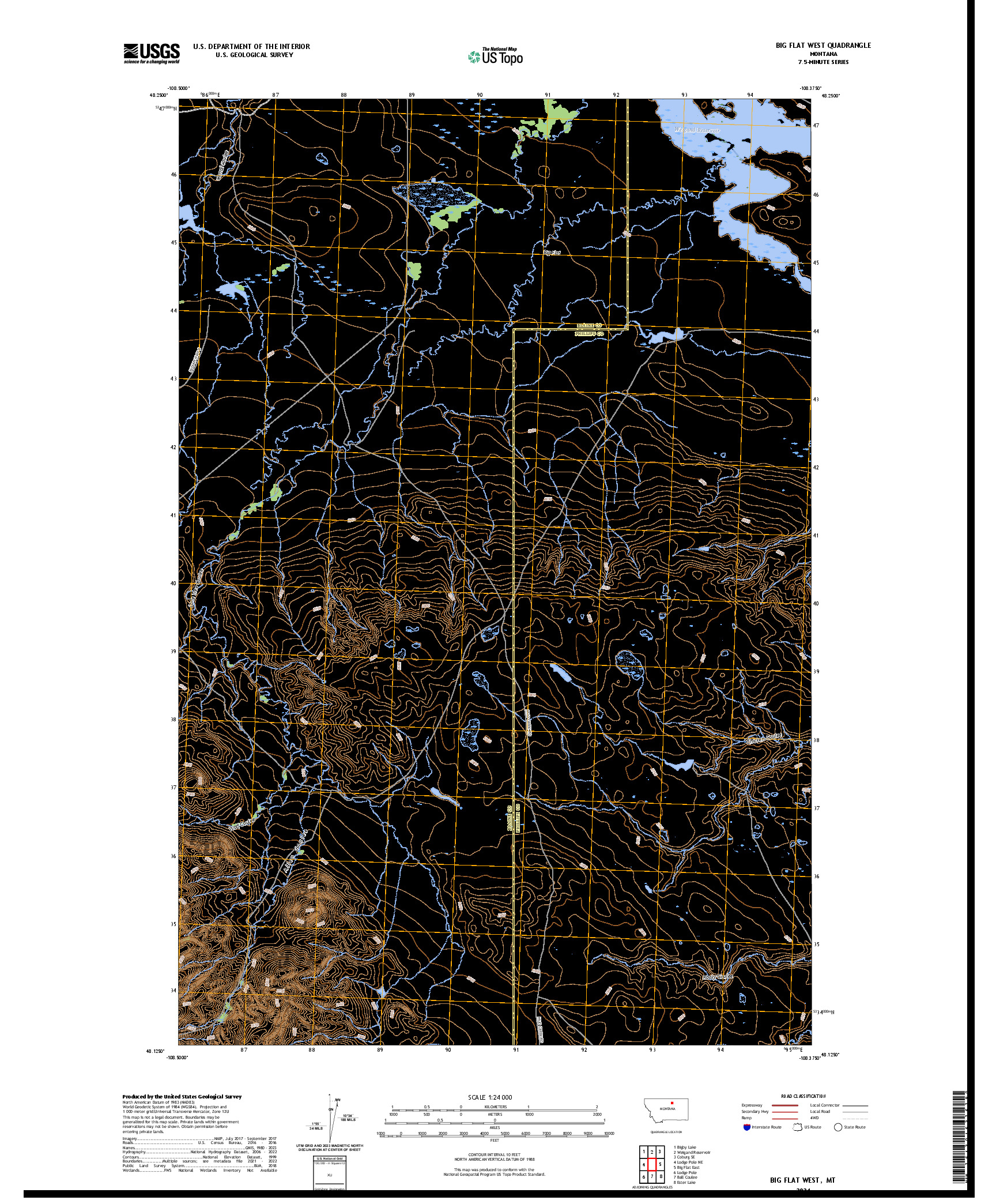 US TOPO 7.5-MINUTE MAP FOR BIG FLAT WEST, MT