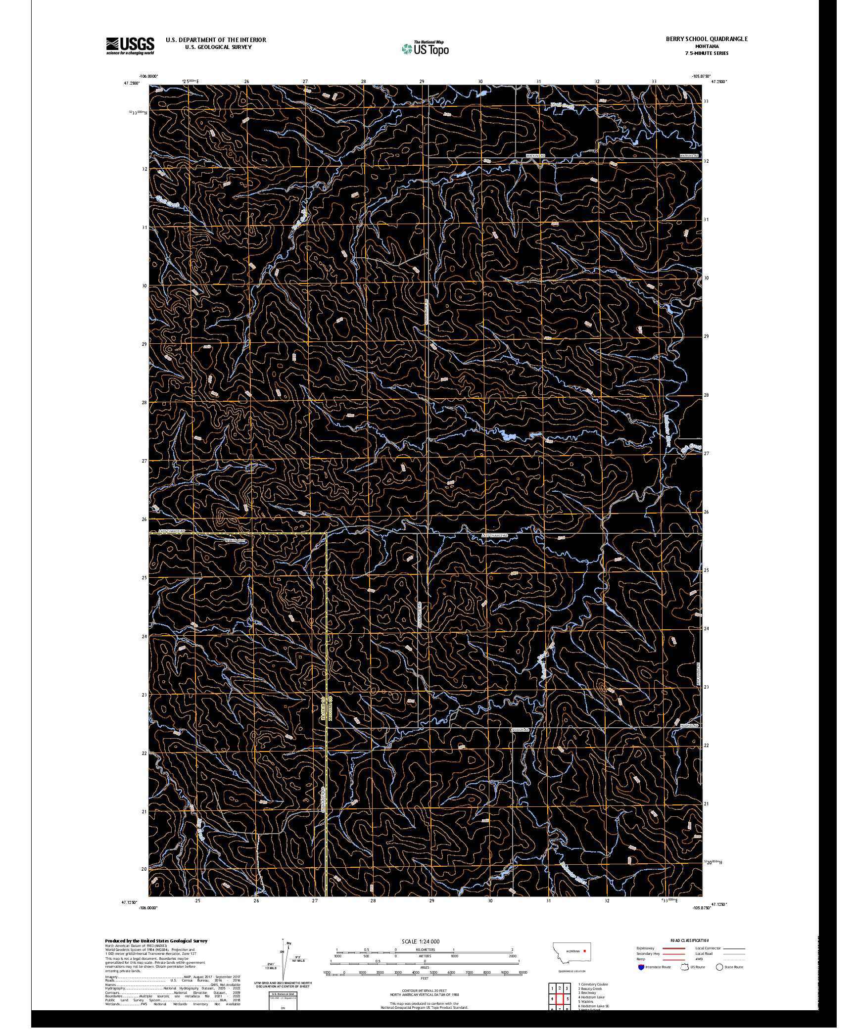 US TOPO 7.5-MINUTE MAP FOR BERRY SCHOOL, MT