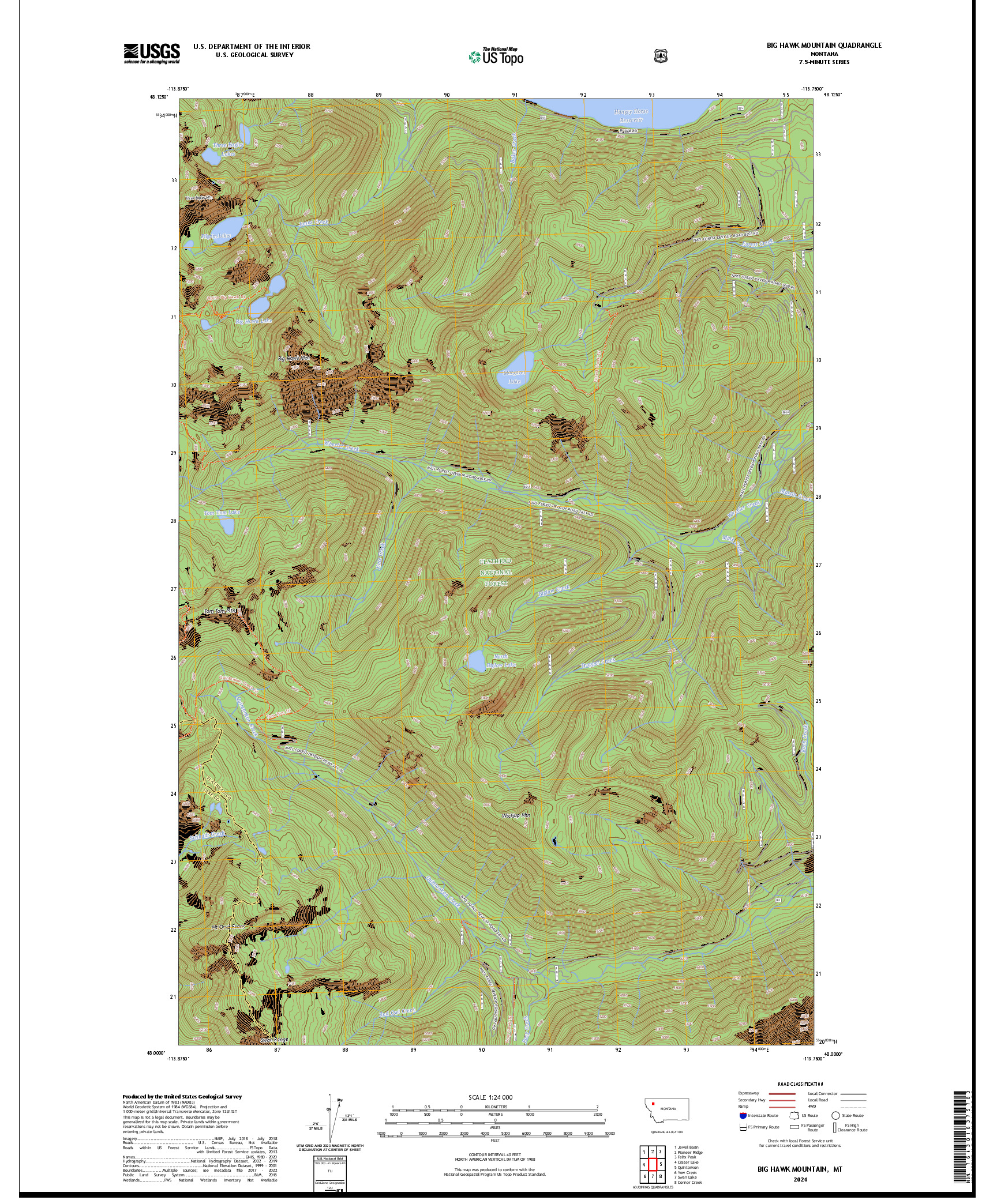 US TOPO 7.5-MINUTE MAP FOR BIG HAWK MOUNTAIN, MT
