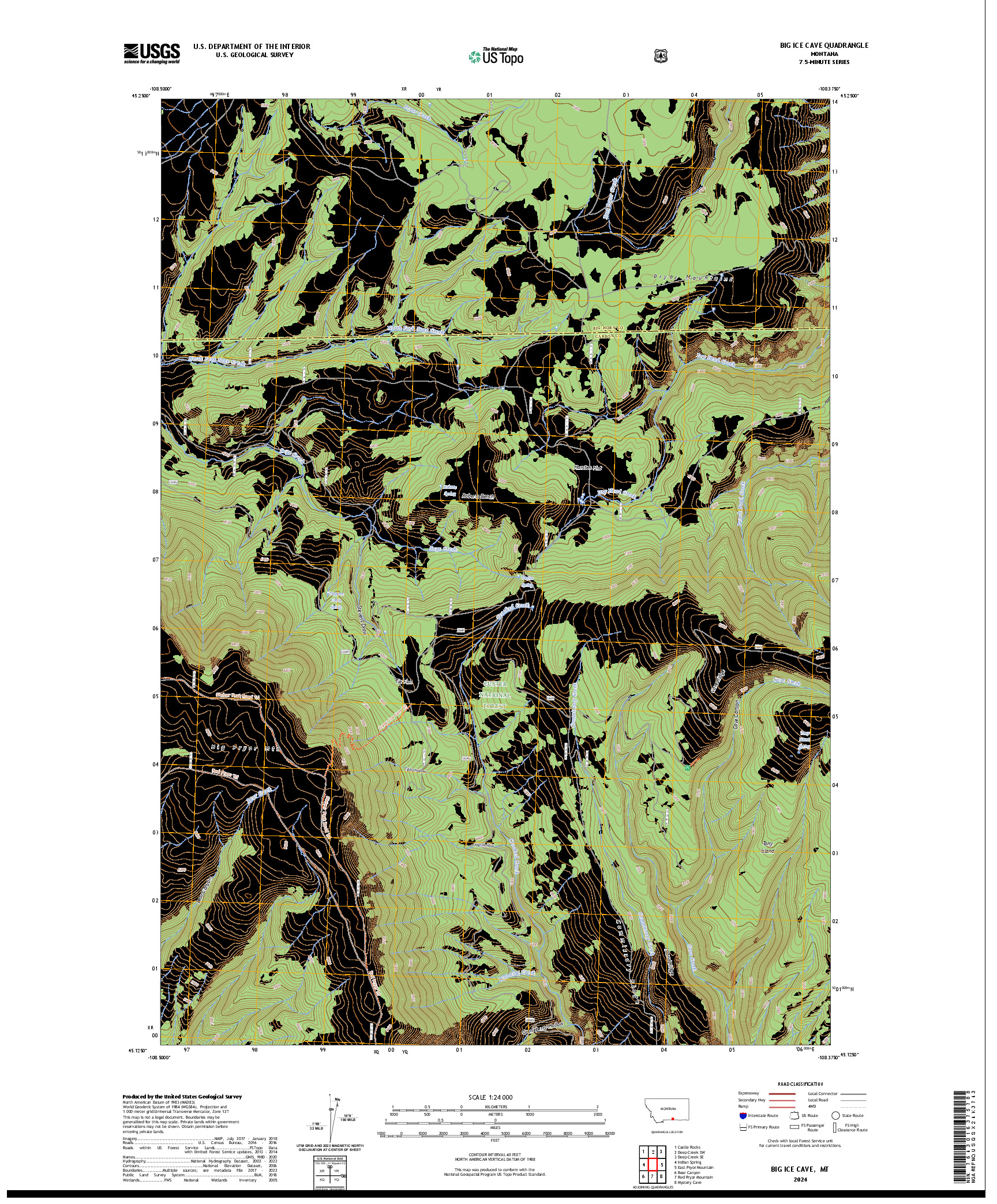 US TOPO 7.5-MINUTE MAP FOR BIG ICE CAVE, MT