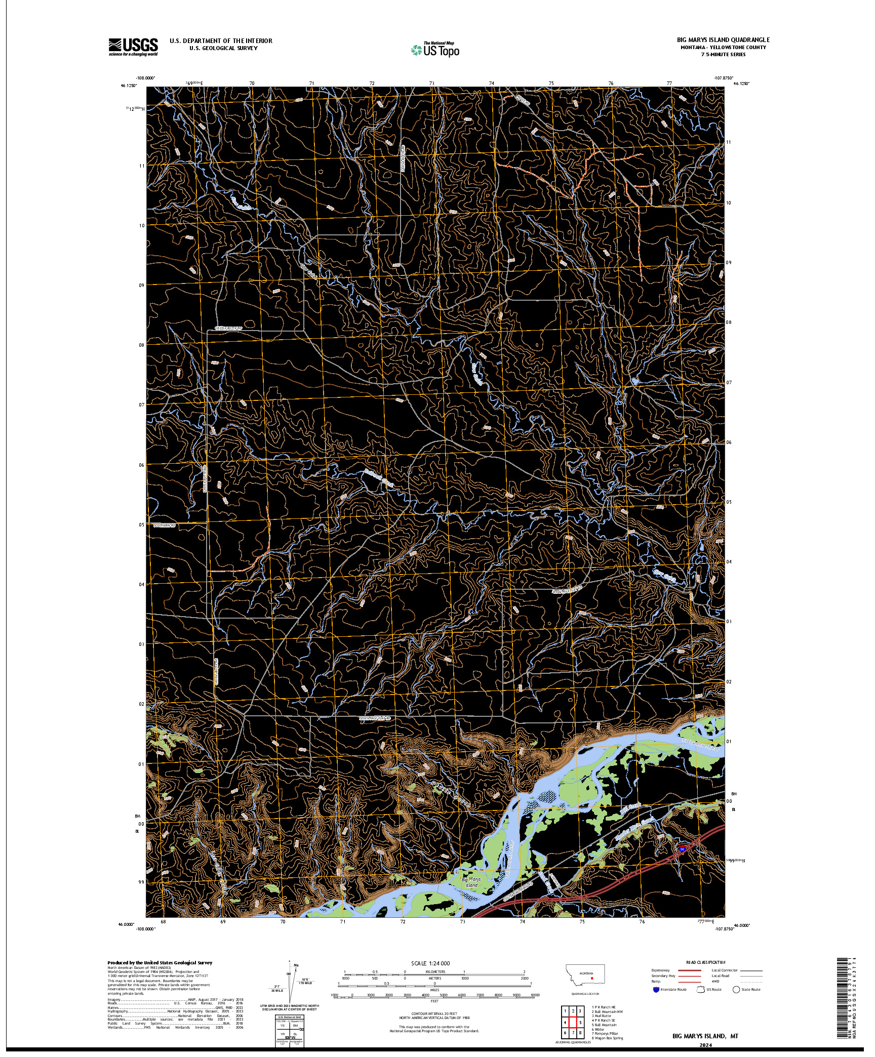 US TOPO 7.5-MINUTE MAP FOR BIG MARYS ISLAND, MT