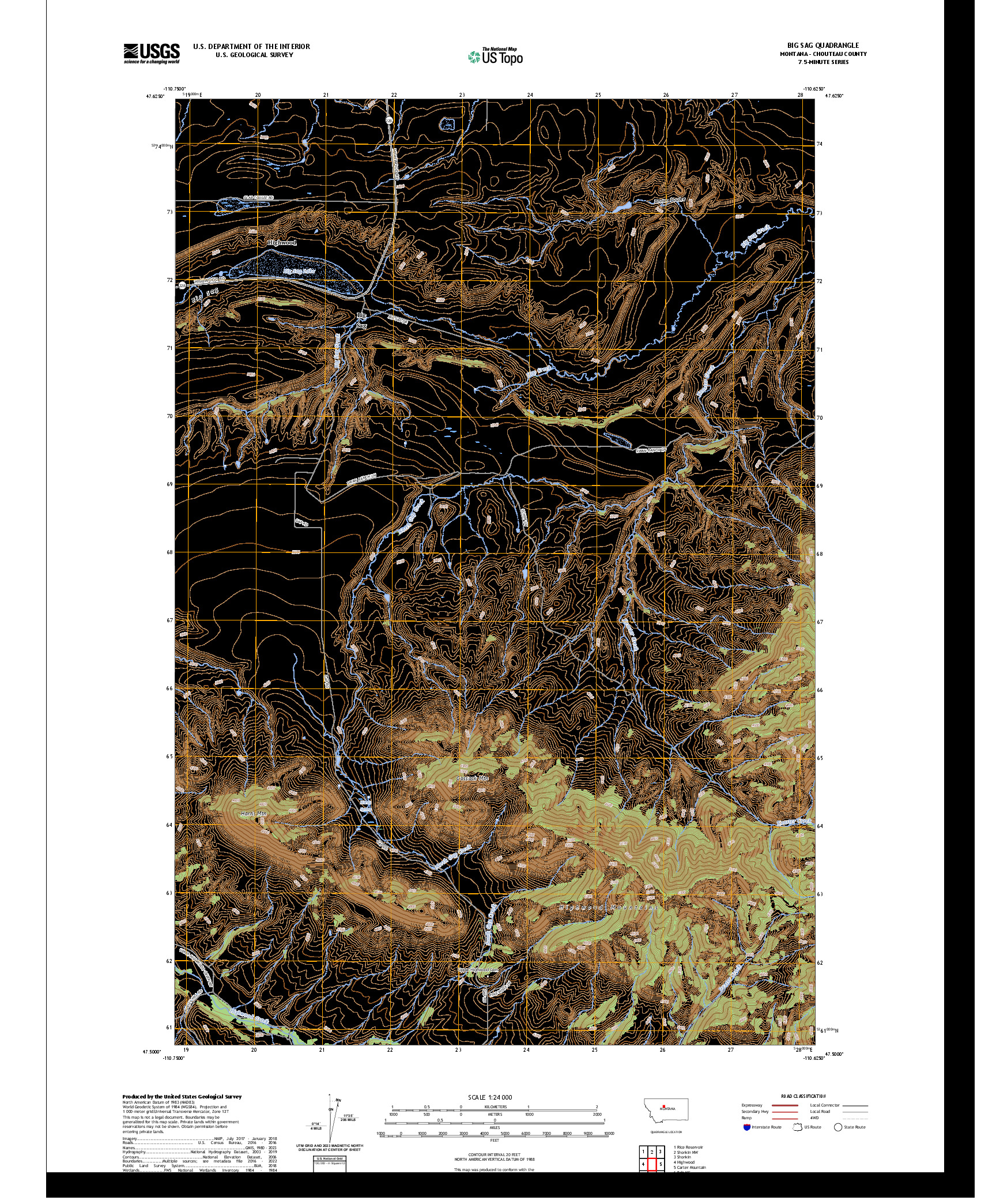 US TOPO 7.5-MINUTE MAP FOR BIG SAG, MT