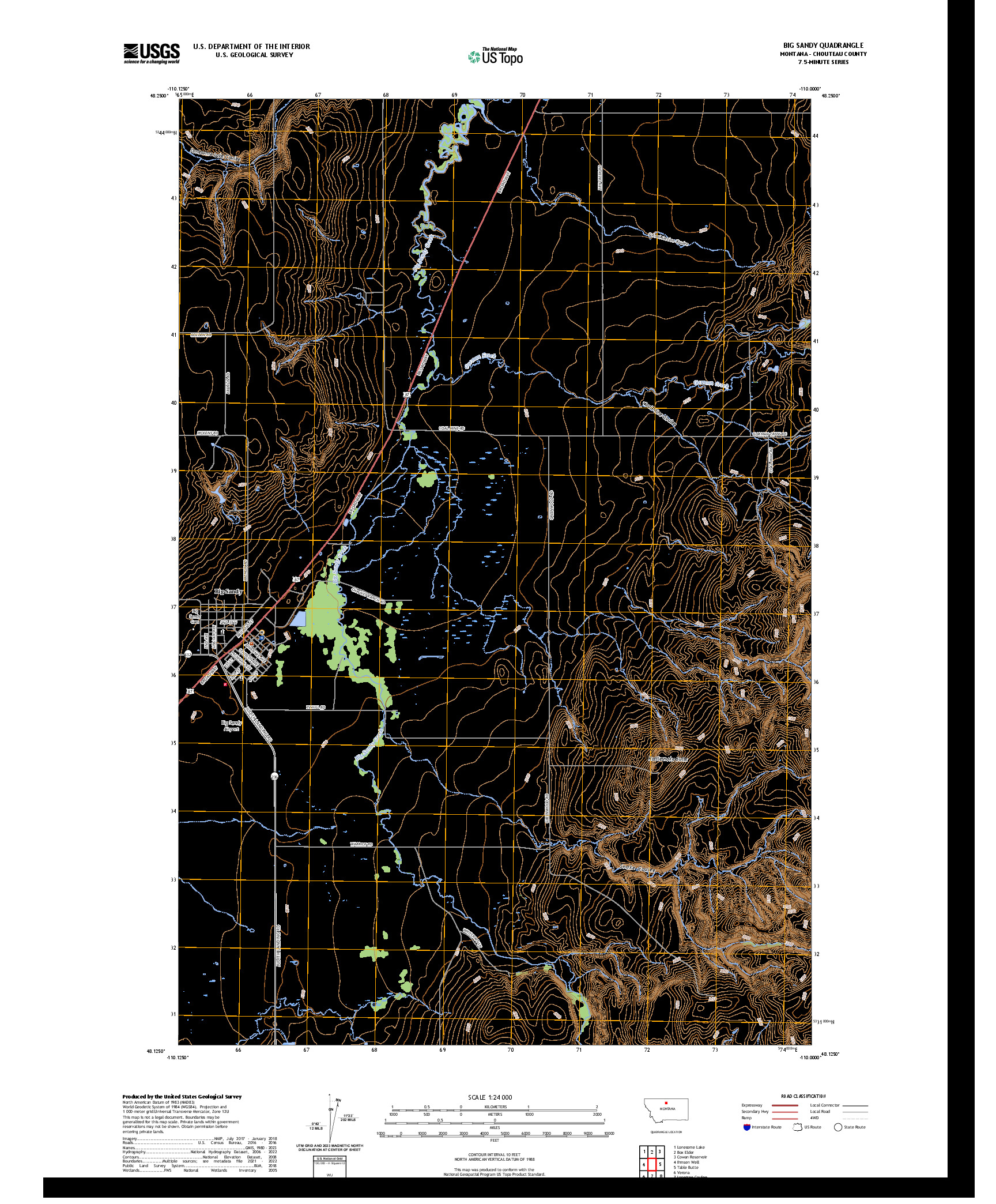 US TOPO 7.5-MINUTE MAP FOR BIG SANDY, MT