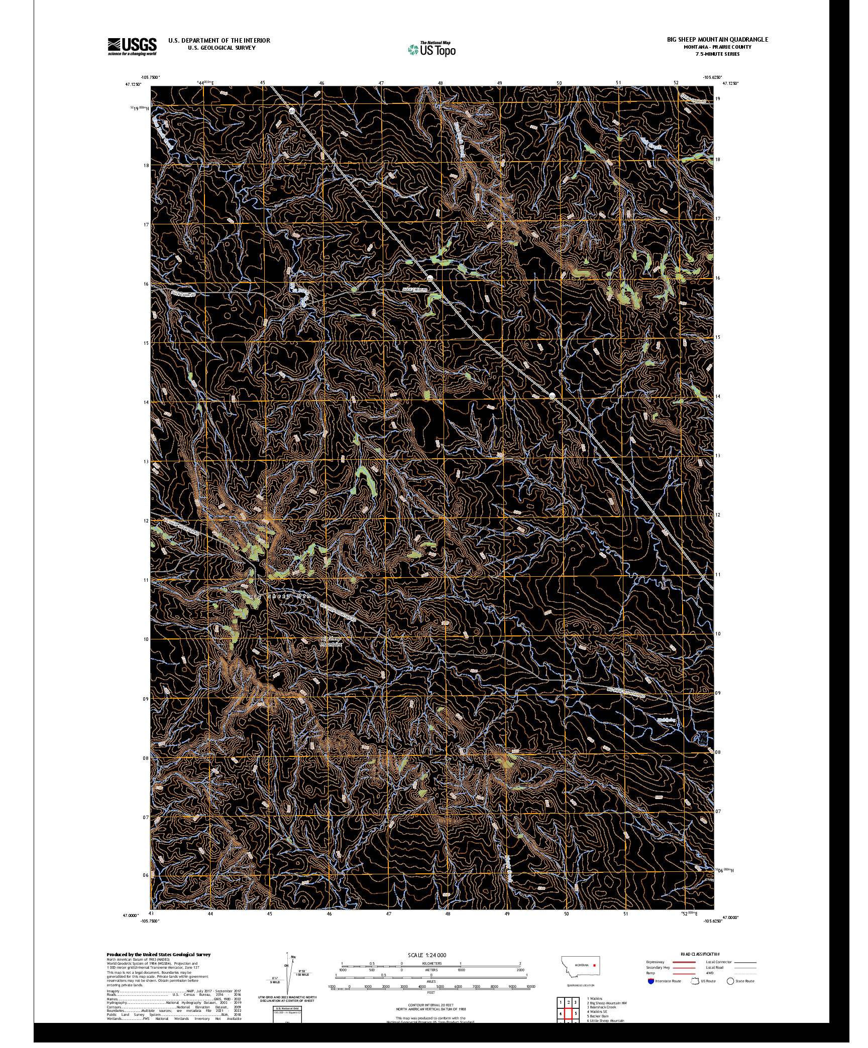 US TOPO 7.5-MINUTE MAP FOR BIG SHEEP MOUNTAIN, MT