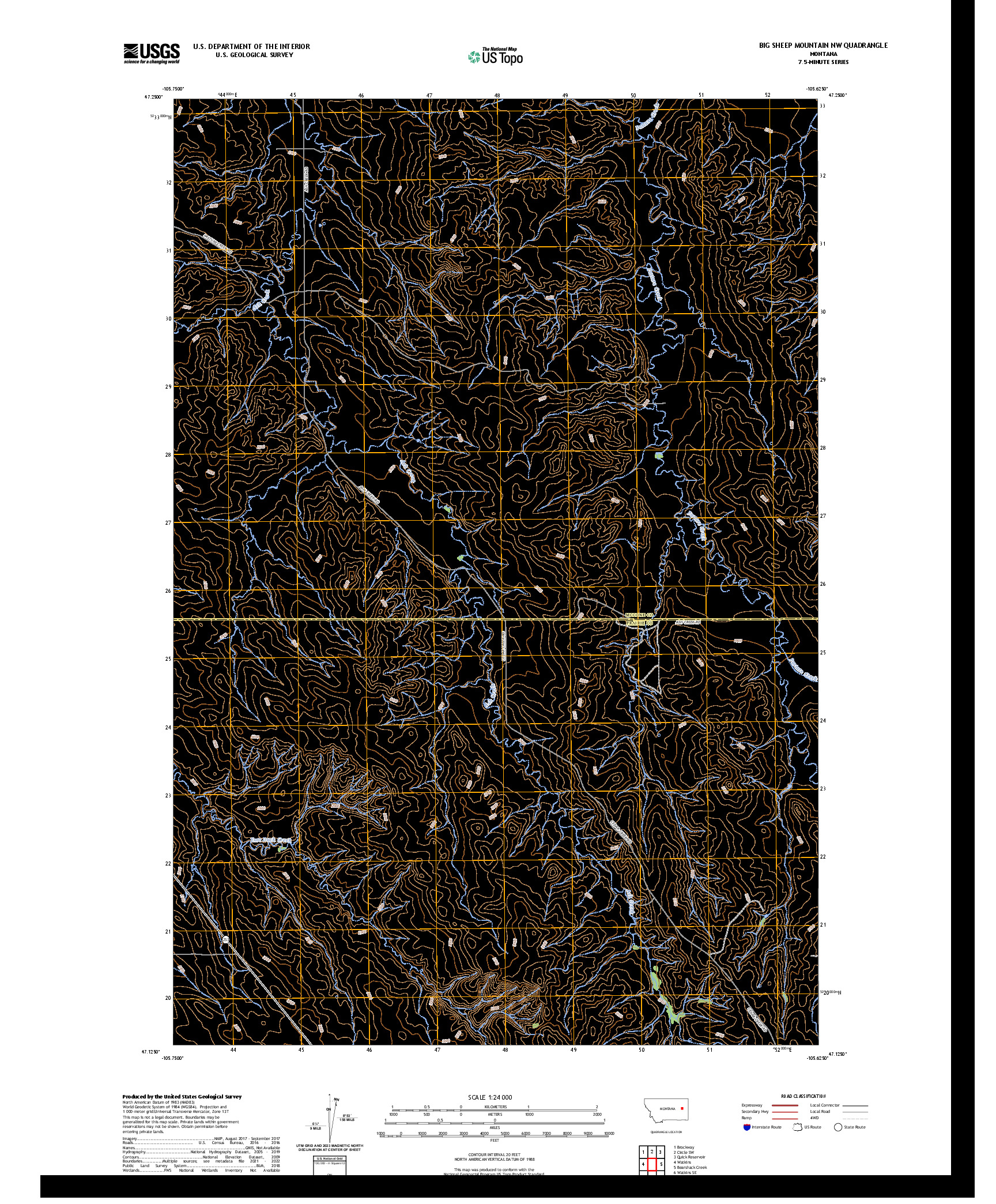 US TOPO 7.5-MINUTE MAP FOR BIG SHEEP MOUNTAIN NW, MT