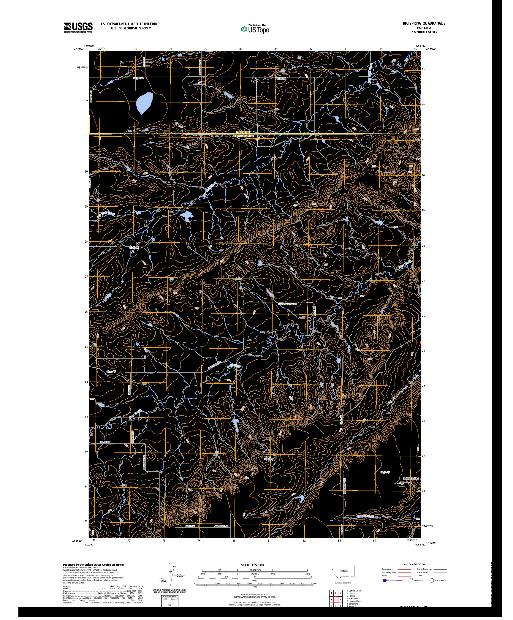 US TOPO 7.5-MINUTE MAP FOR BIG SPRING, MT