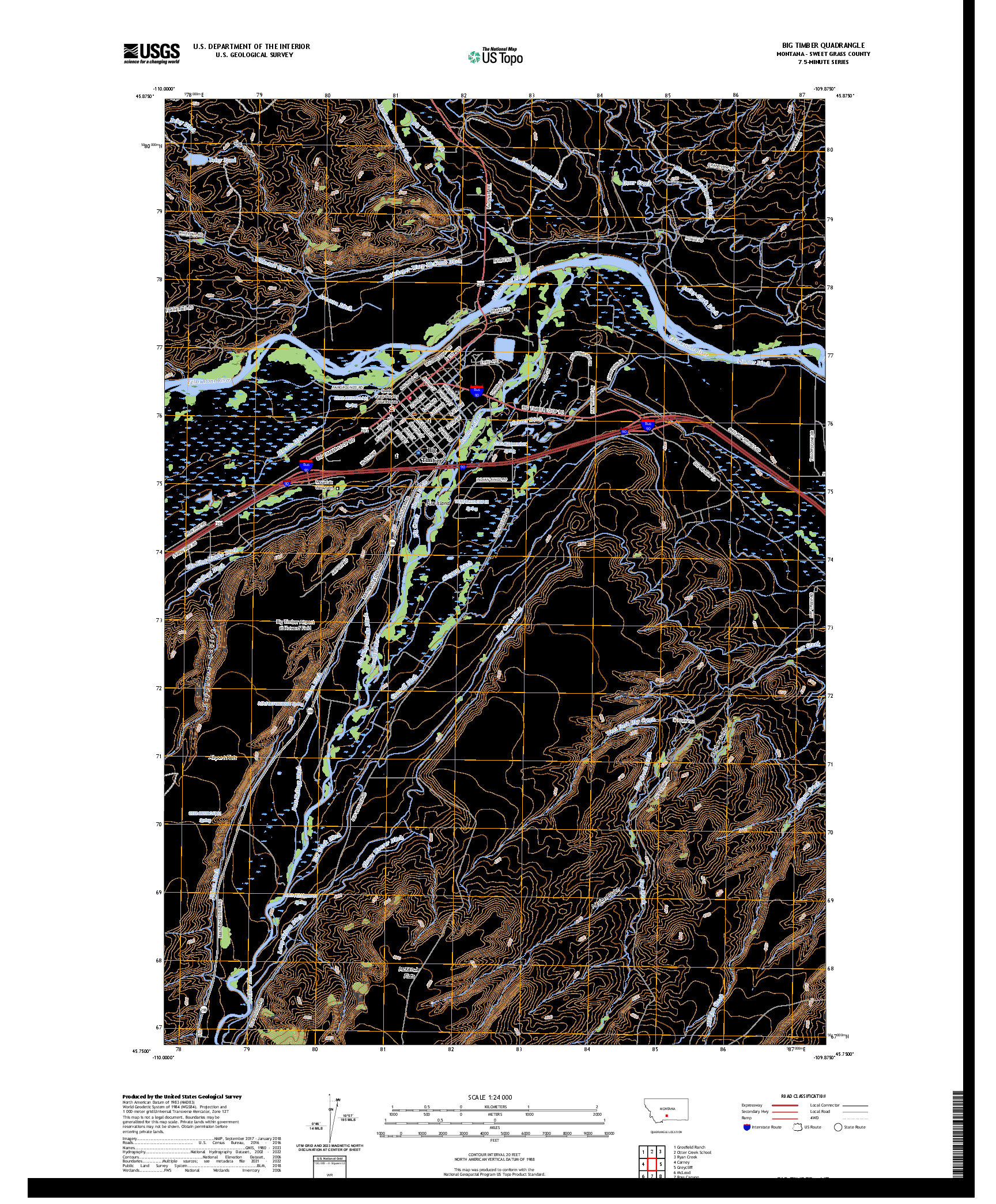 US TOPO 7.5-MINUTE MAP FOR BIG TIMBER, MT