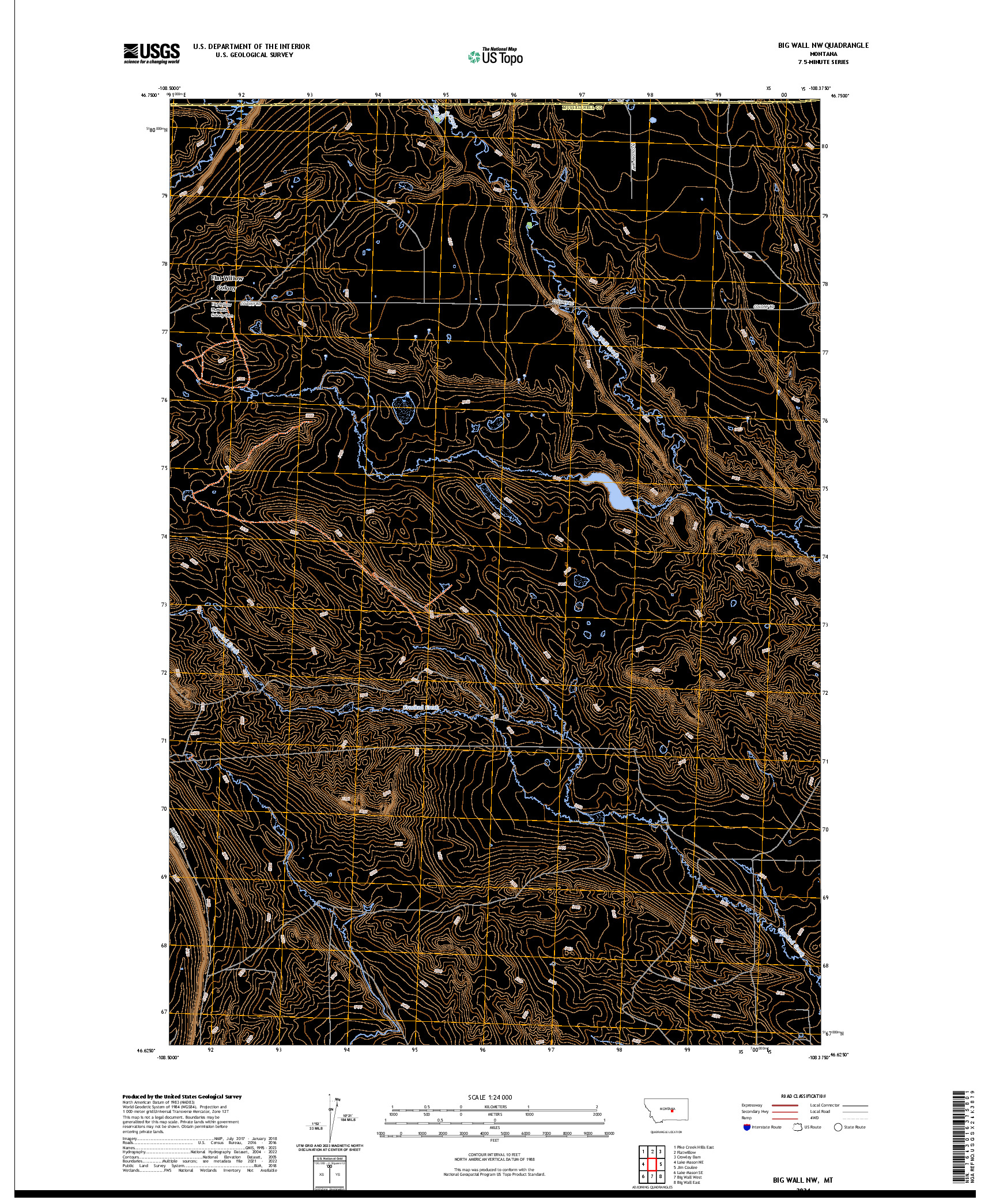 US TOPO 7.5-MINUTE MAP FOR BIG WALL NW, MT