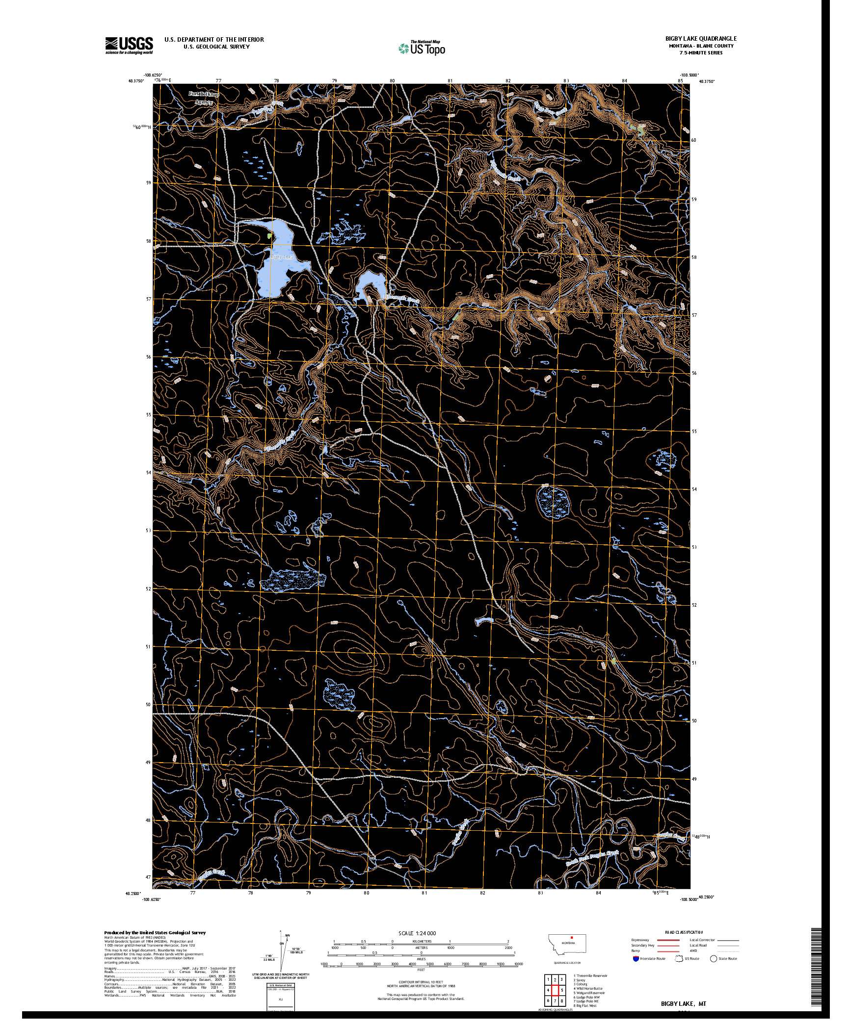 US TOPO 7.5-MINUTE MAP FOR BIGBY LAKE, MT