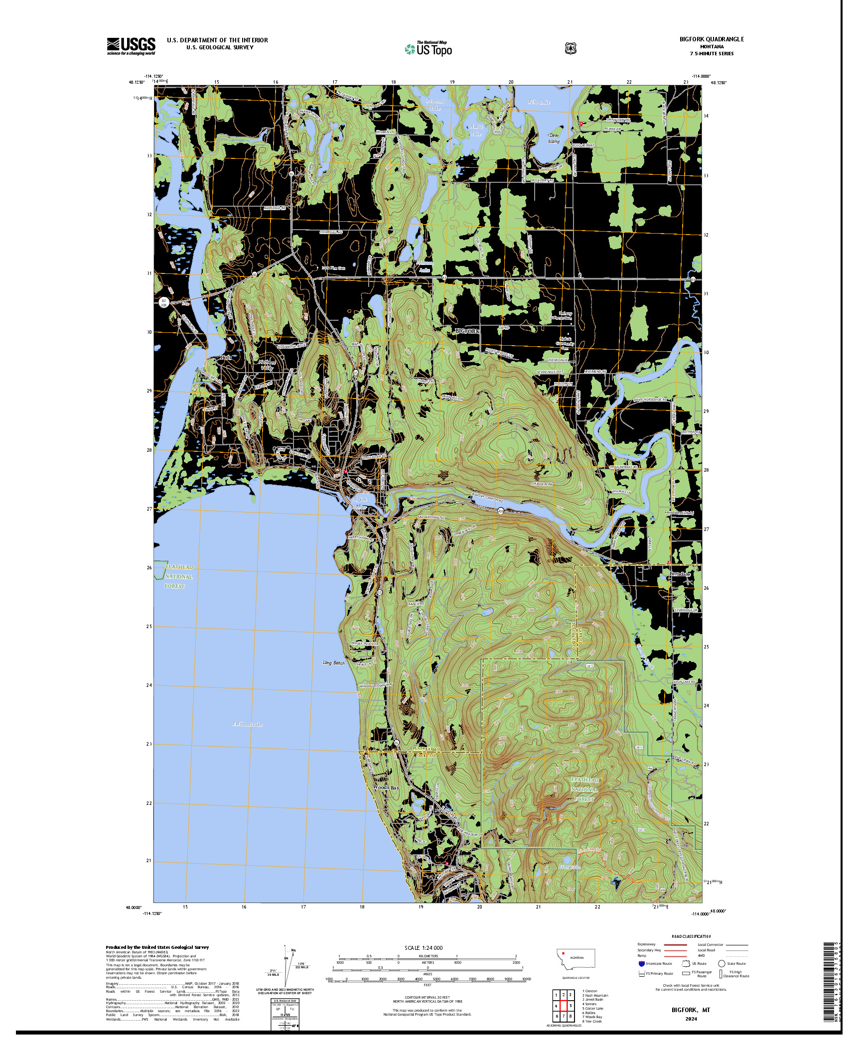 US TOPO 7.5-MINUTE MAP FOR BIGFORK, MT