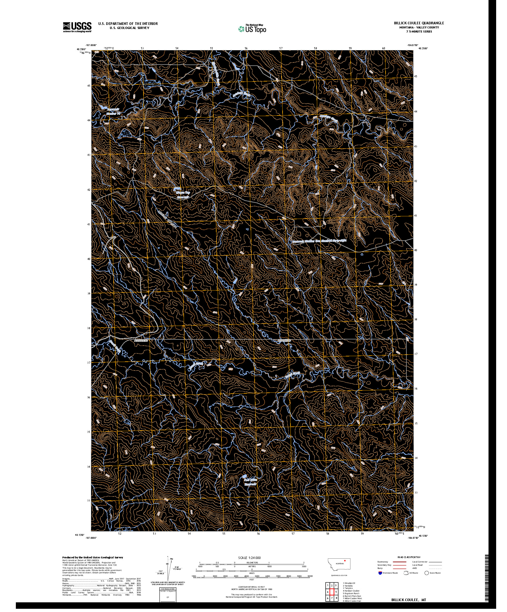 US TOPO 7.5-MINUTE MAP FOR BILLICK COULEE, MT
