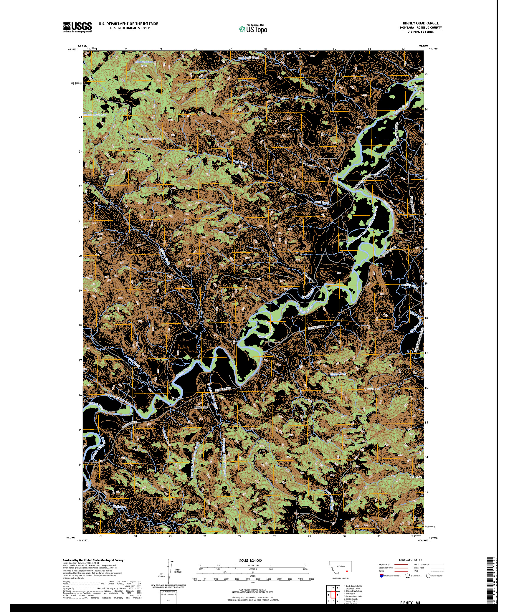 US TOPO 7.5-MINUTE MAP FOR BIRNEY, MT