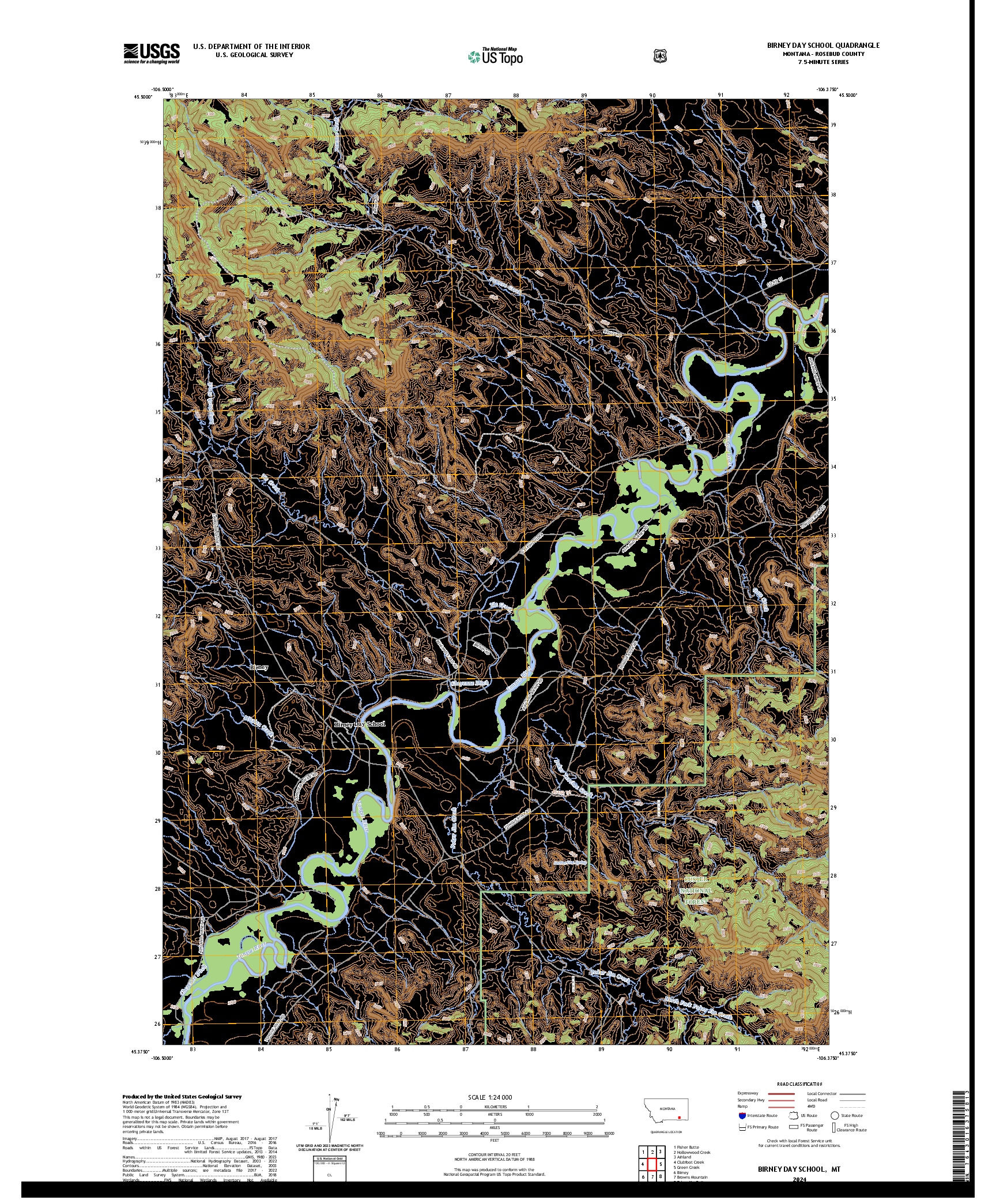 US TOPO 7.5-MINUTE MAP FOR BIRNEY DAY SCHOOL, MT