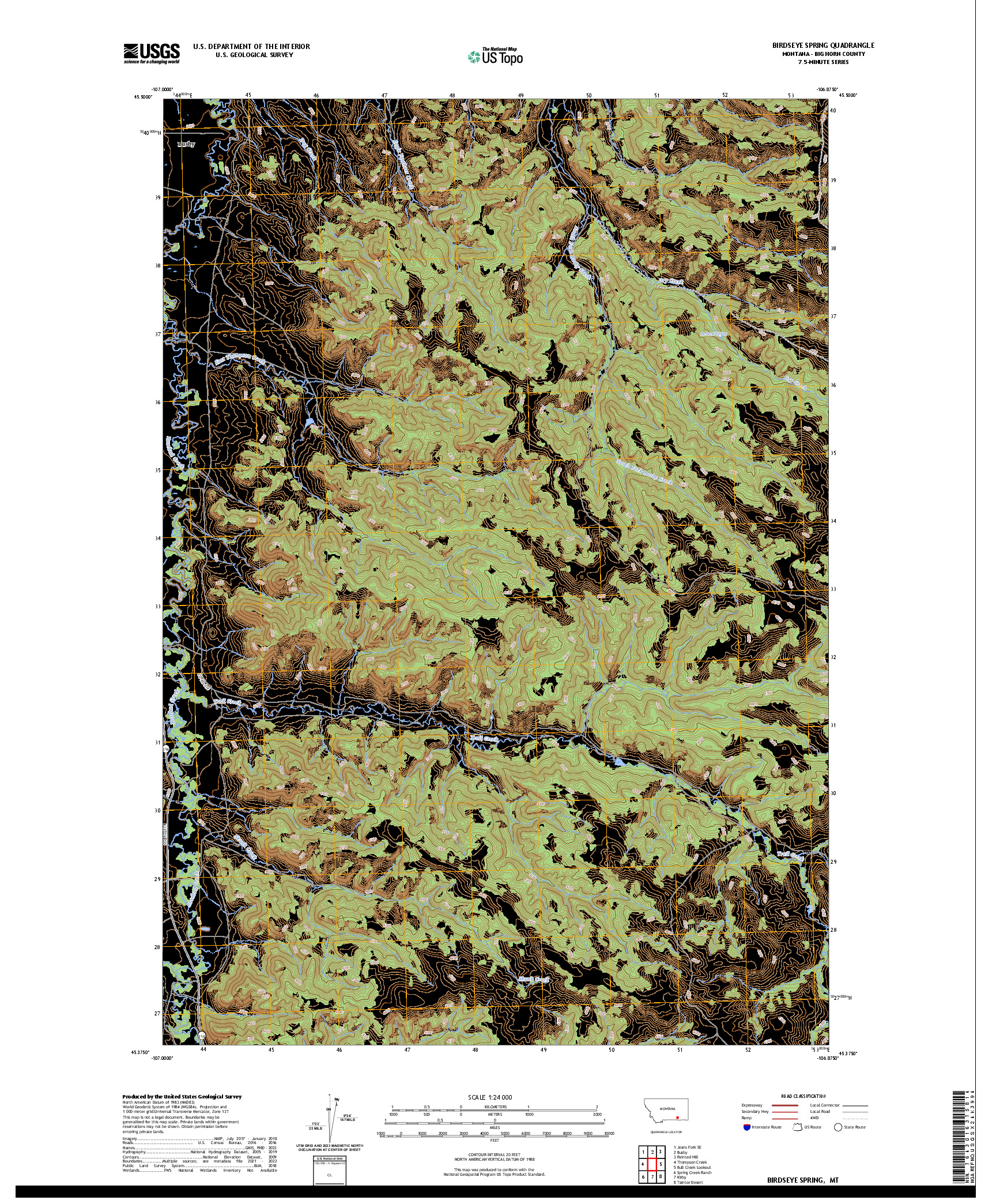 US TOPO 7.5-MINUTE MAP FOR BIRDSEYE SPRING, MT