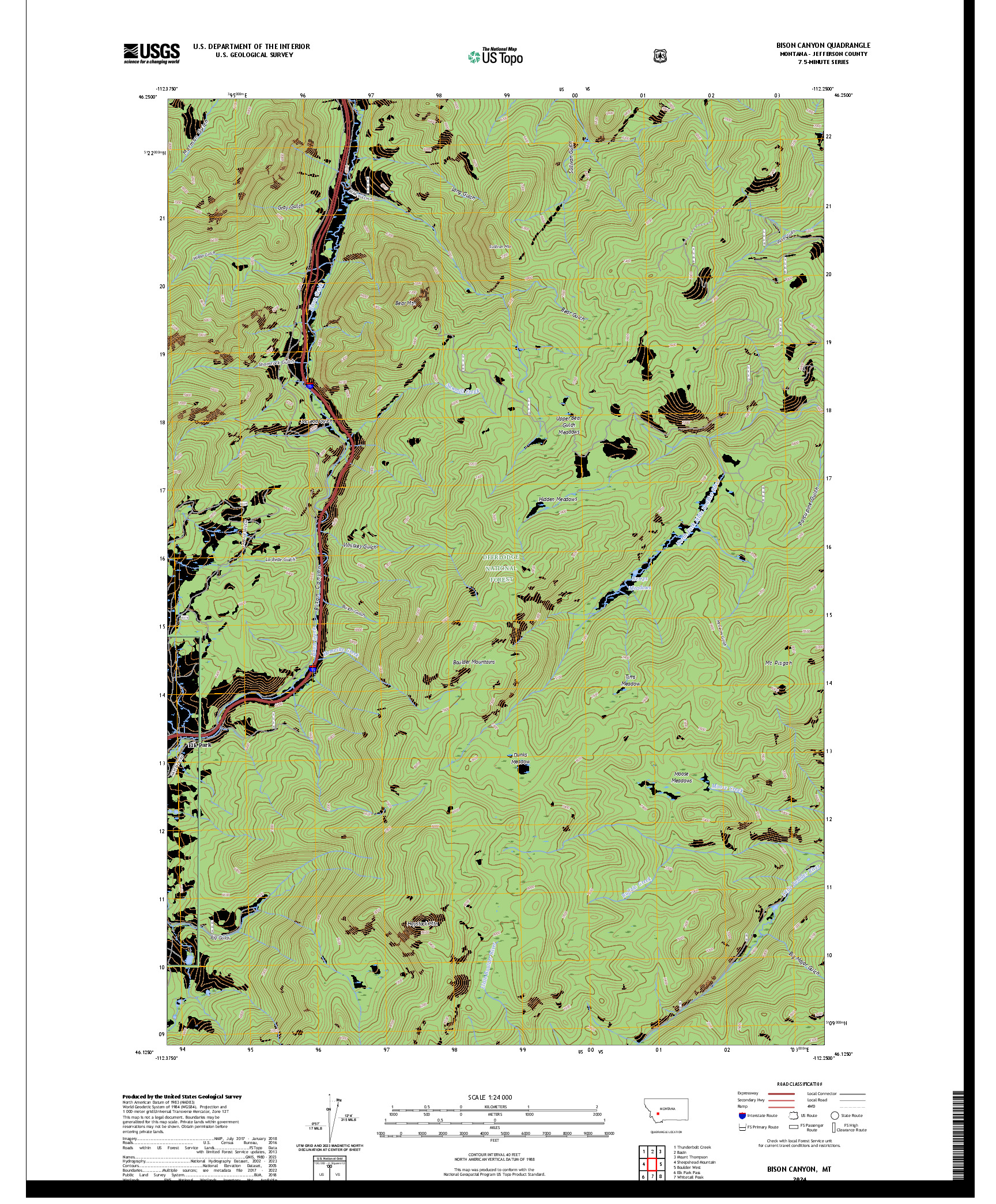 US TOPO 7.5-MINUTE MAP FOR BISON CANYON, MT