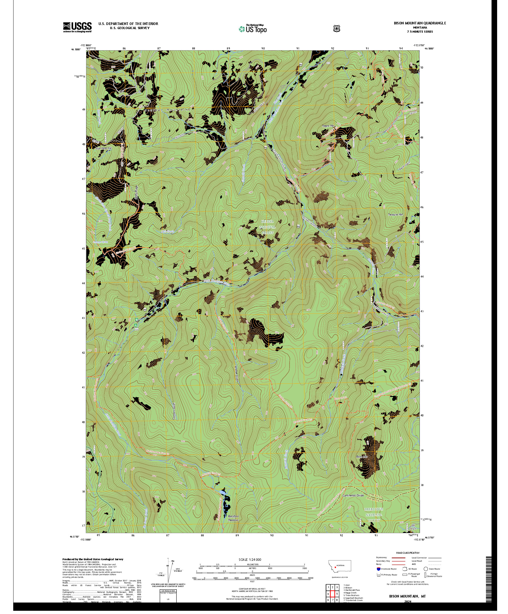 US TOPO 7.5-MINUTE MAP FOR BISON MOUNTAIN, MT