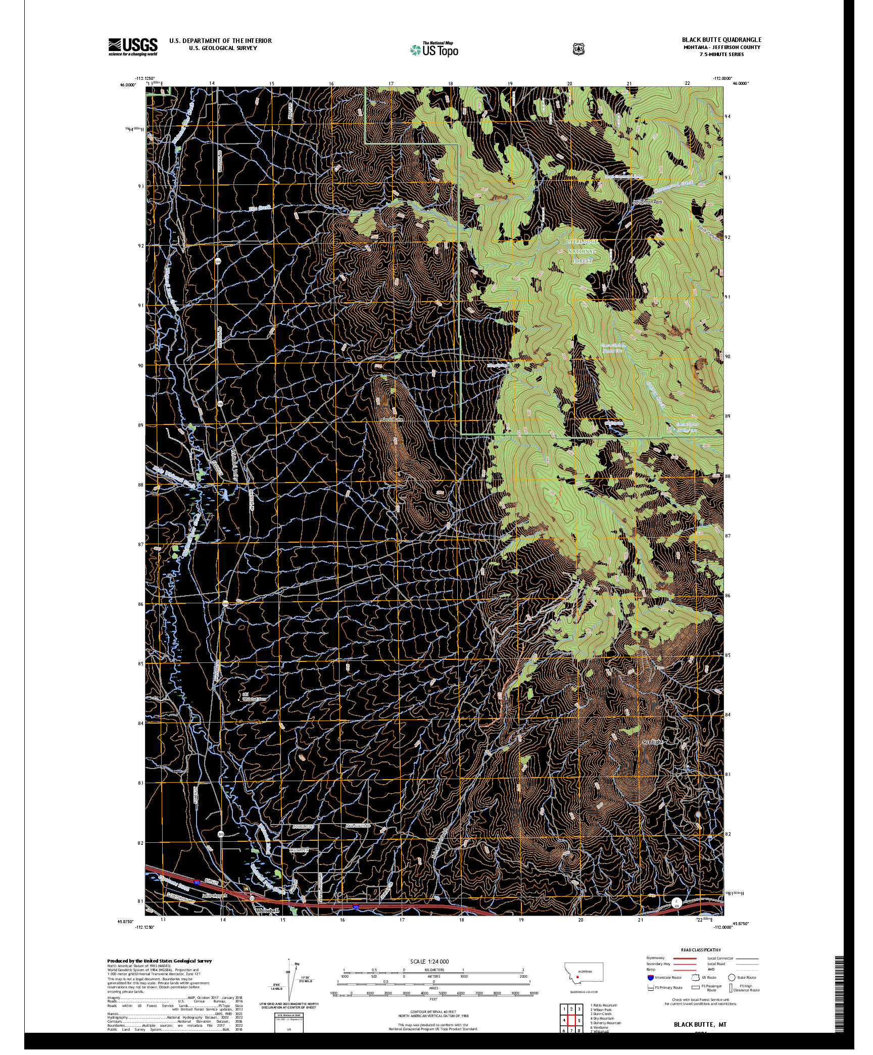 US TOPO 7.5-MINUTE MAP FOR BLACK BUTTE, MT
