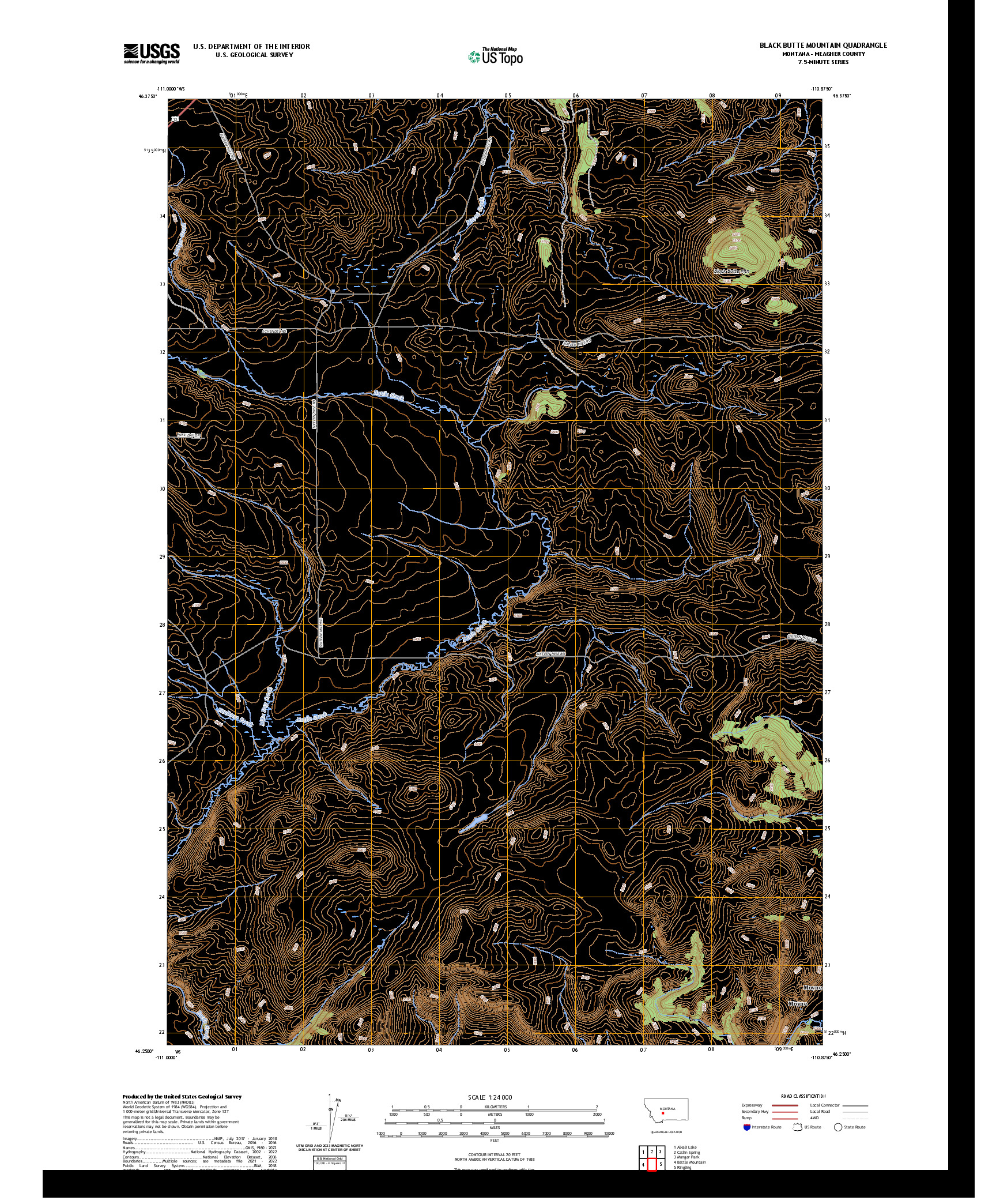 US TOPO 7.5-MINUTE MAP FOR BLACK BUTTE MOUNTAIN, MT