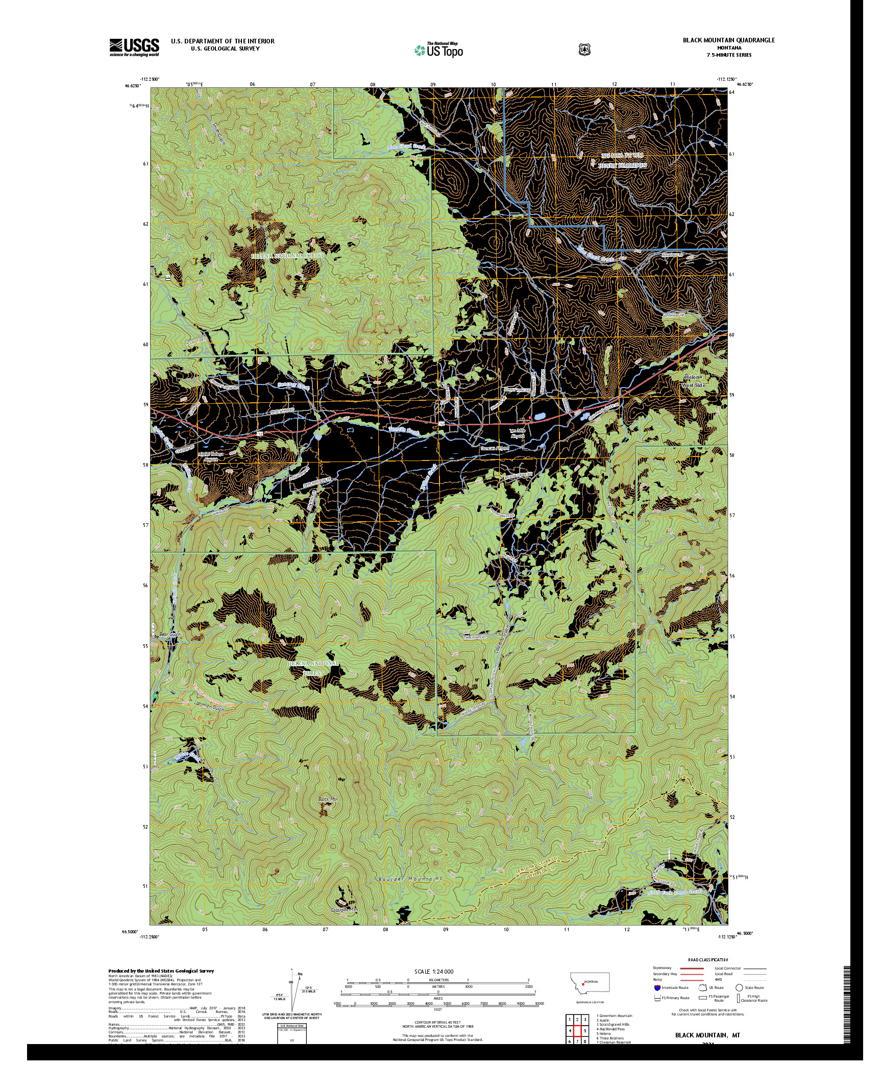 US TOPO 7.5-MINUTE MAP FOR BLACK MOUNTAIN, MT