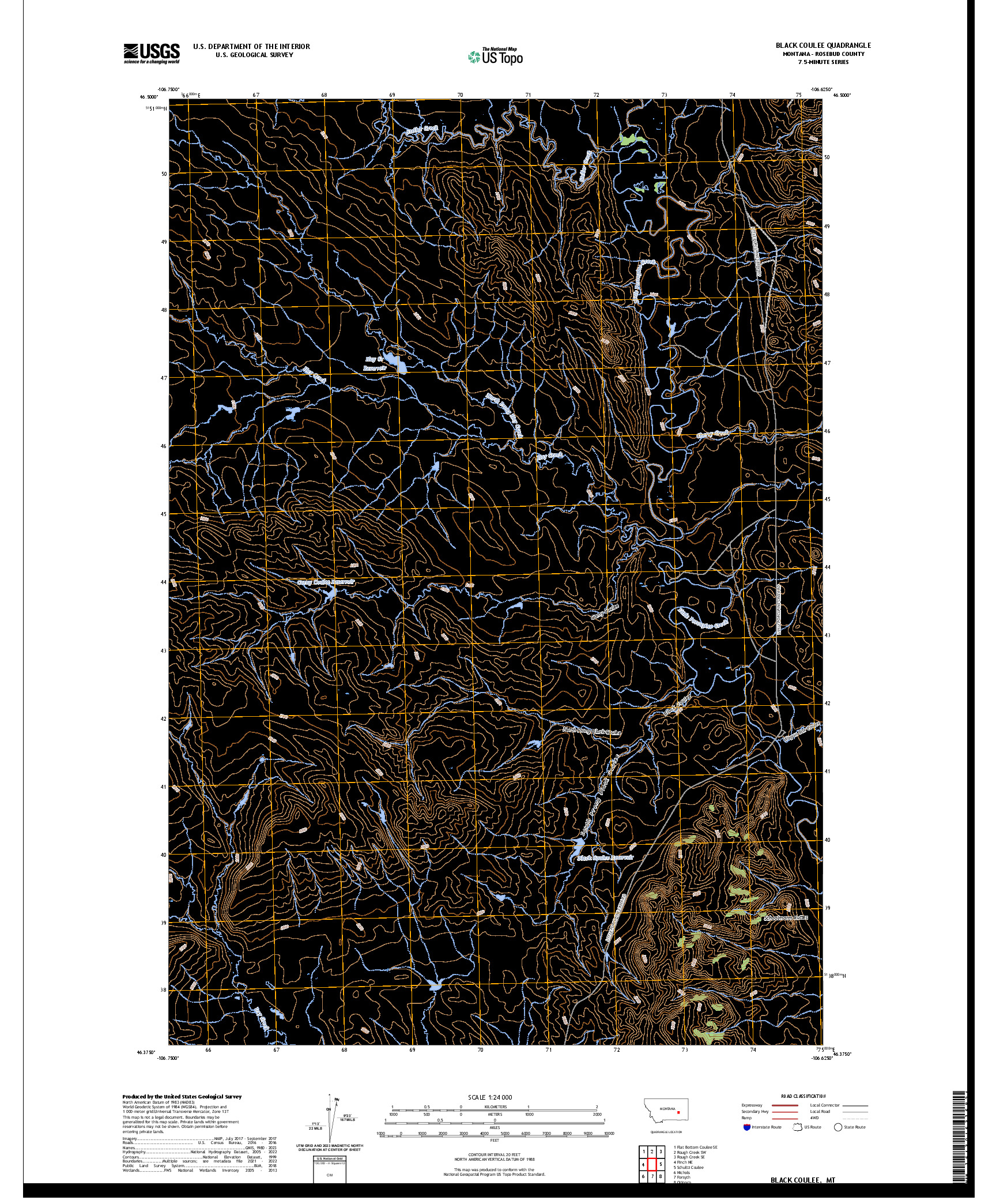 US TOPO 7.5-MINUTE MAP FOR BLACK COULEE, MT