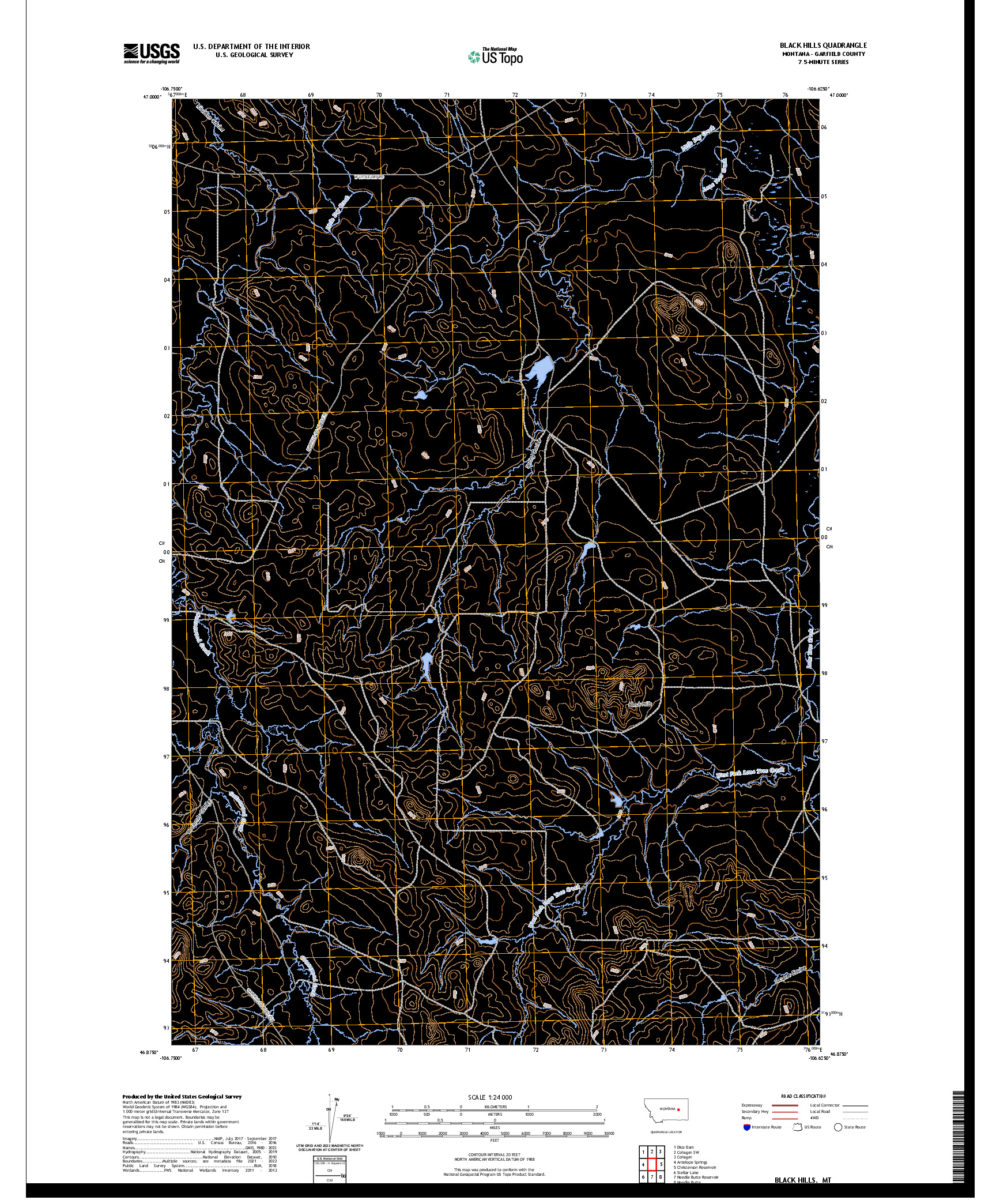 US TOPO 7.5-MINUTE MAP FOR BLACK HILLS, MT