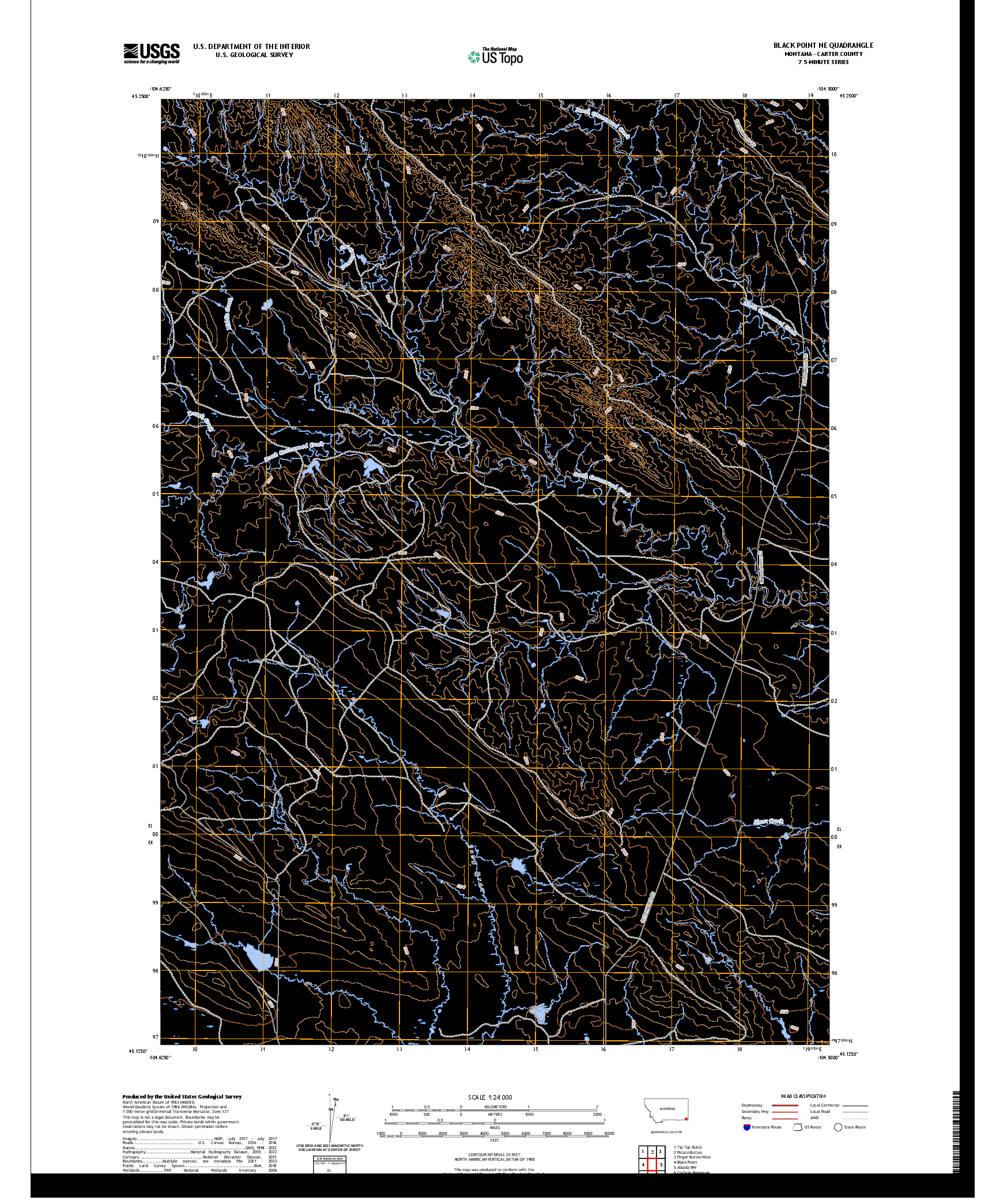 US TOPO 7.5-MINUTE MAP FOR BLACK POINT NE, MT