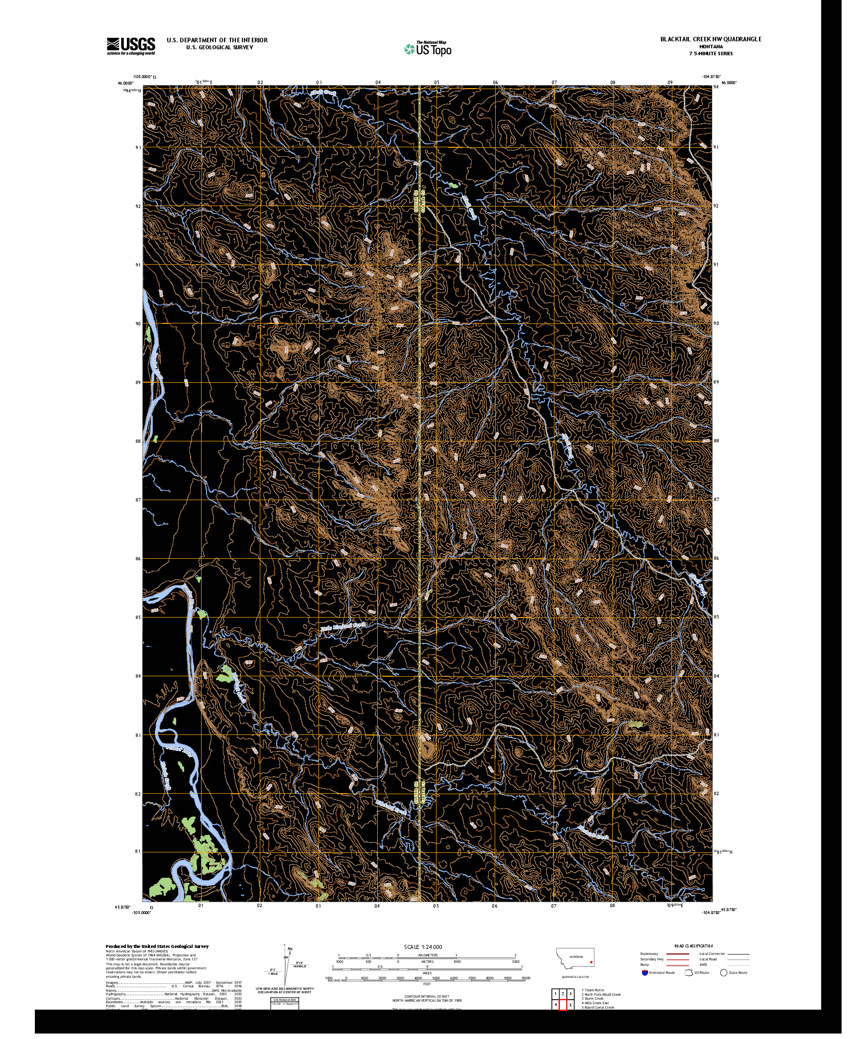US TOPO 7.5-MINUTE MAP FOR BLACKTAIL CREEK NW, MT