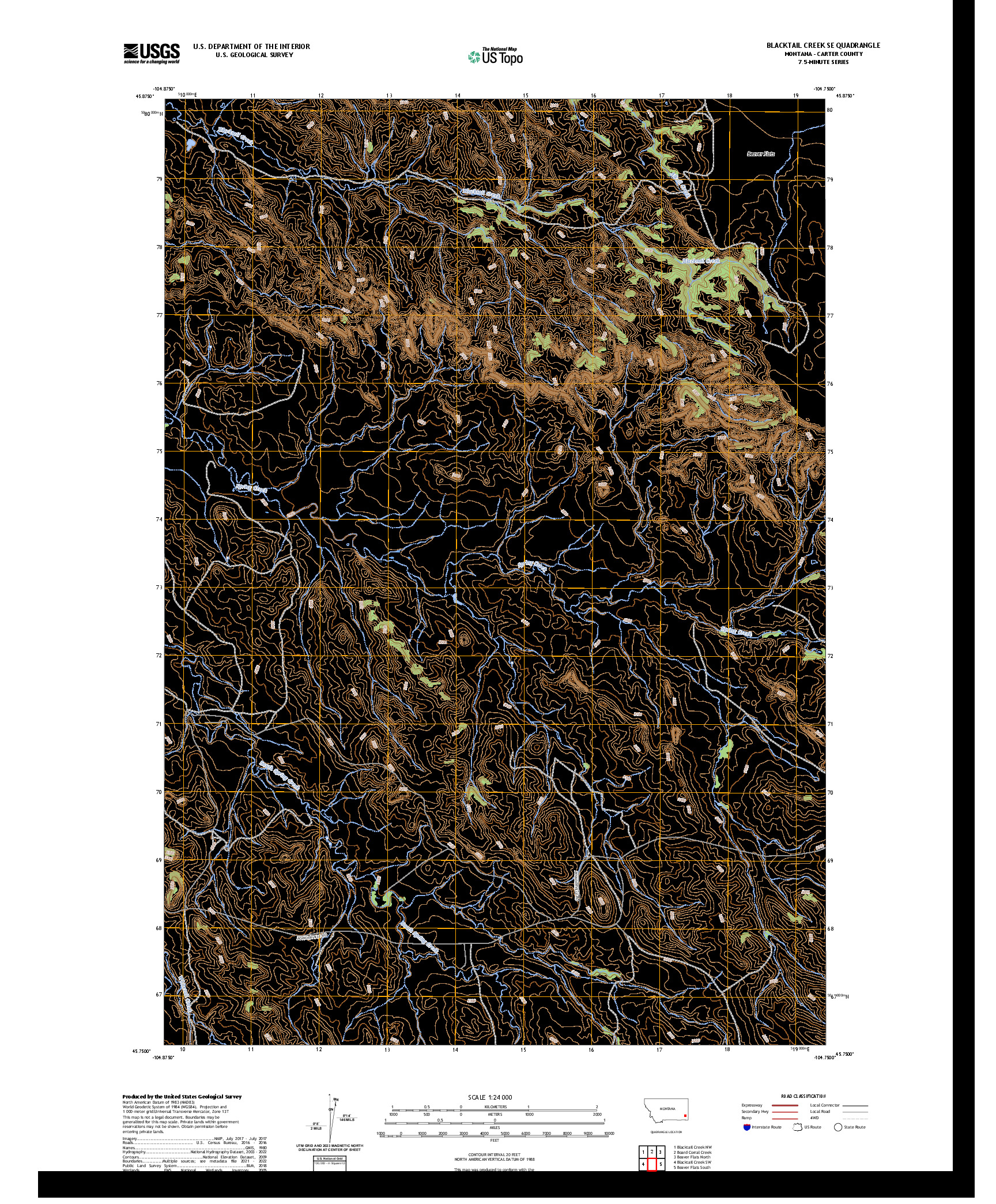 US TOPO 7.5-MINUTE MAP FOR BLACKTAIL CREEK SE, MT