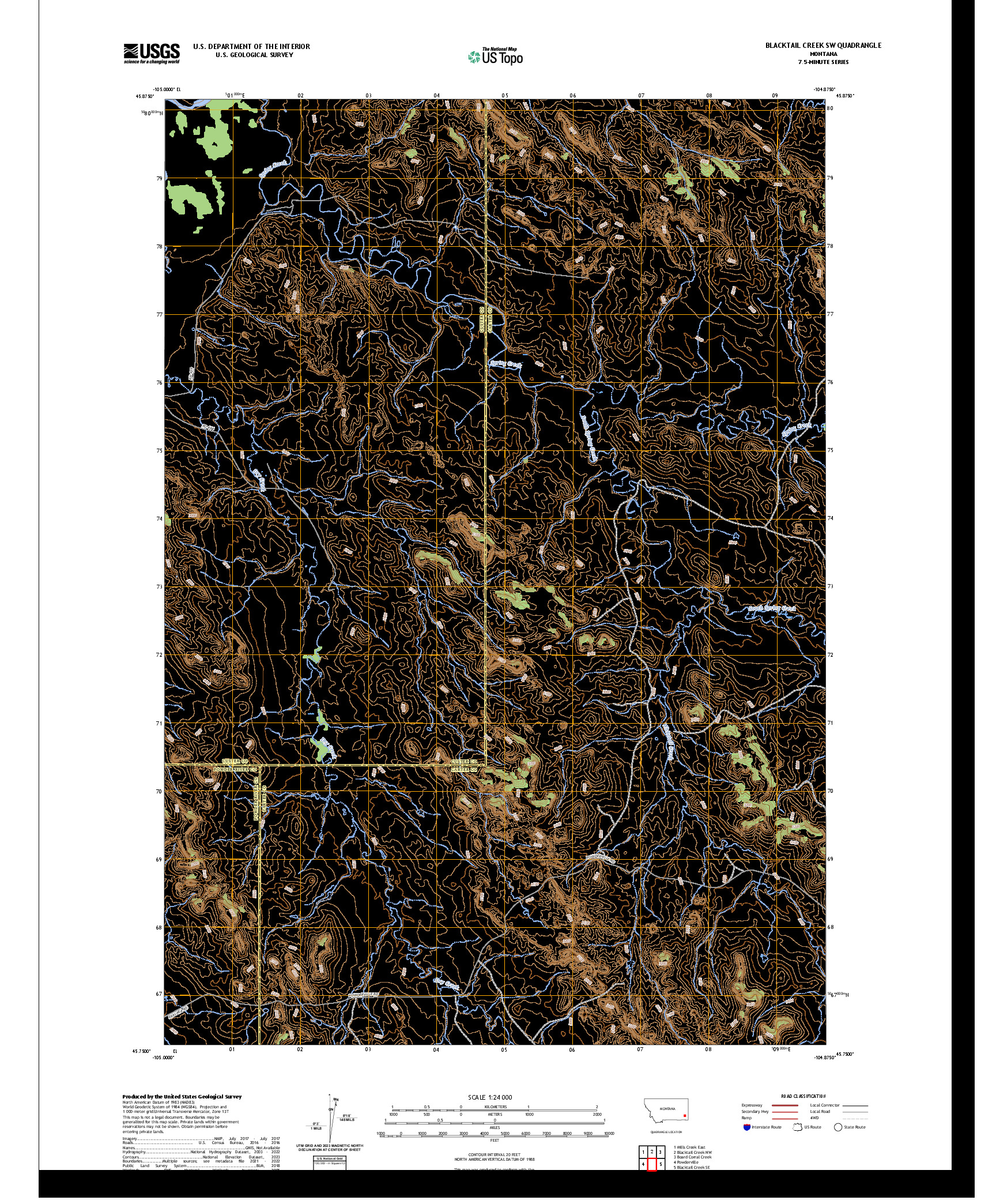US TOPO 7.5-MINUTE MAP FOR BLACKTAIL CREEK SW, MT