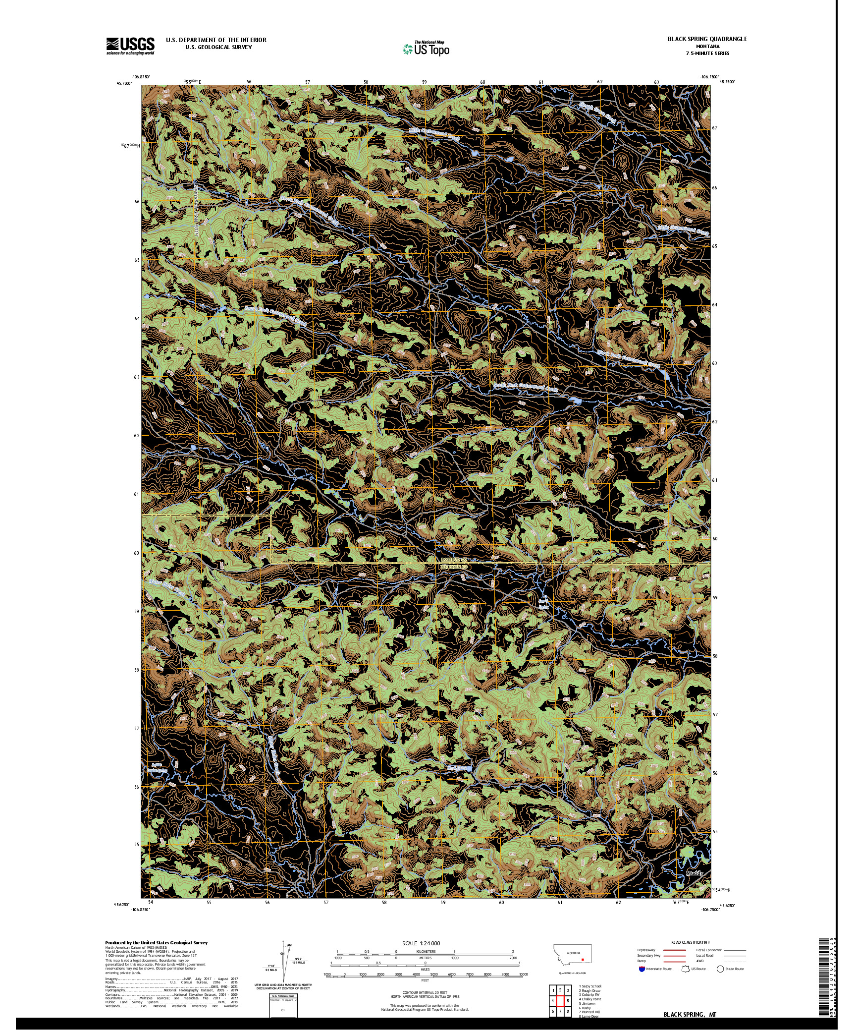 US TOPO 7.5-MINUTE MAP FOR BLACK SPRING, MT