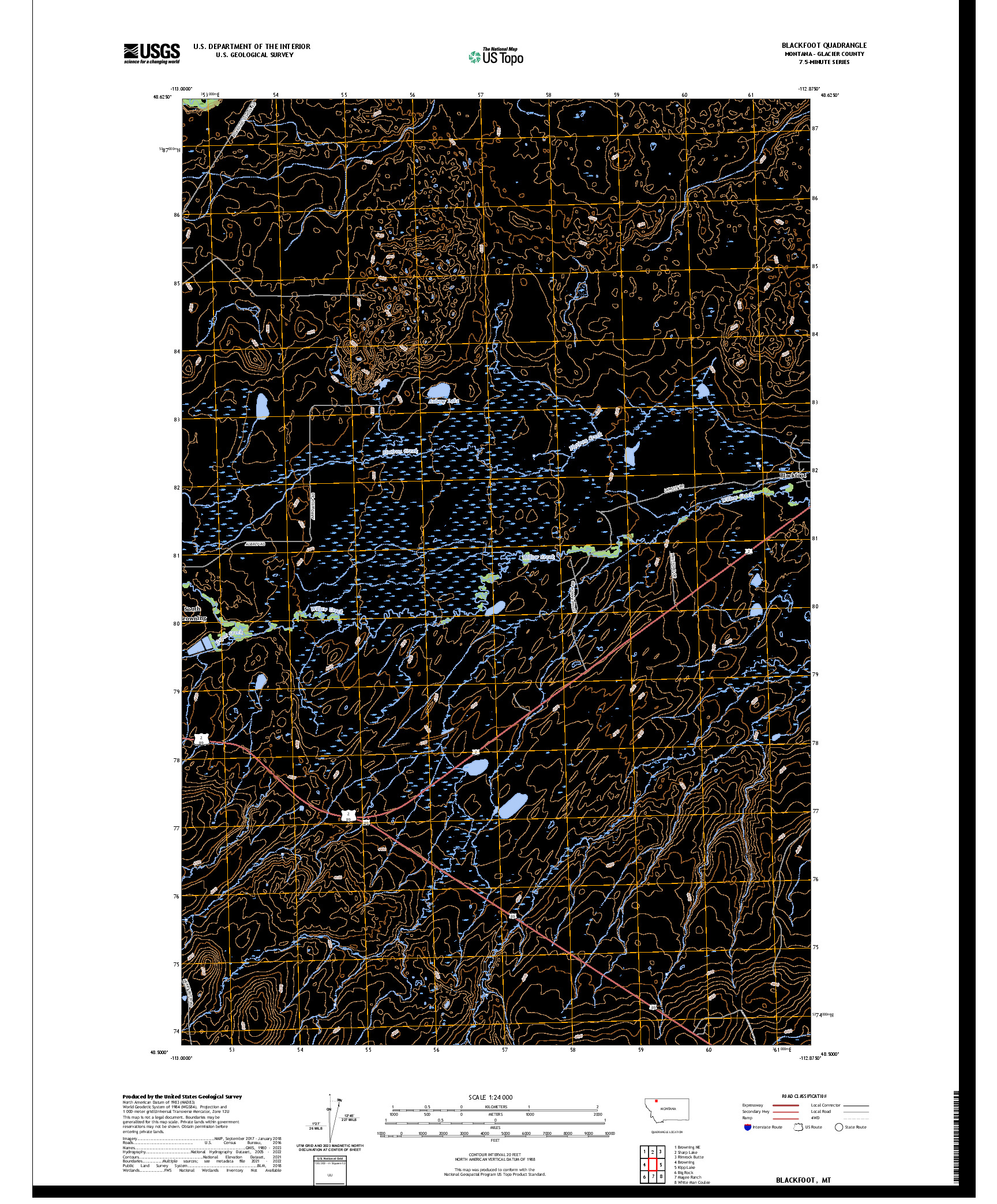 US TOPO 7.5-MINUTE MAP FOR BLACKFOOT, MT