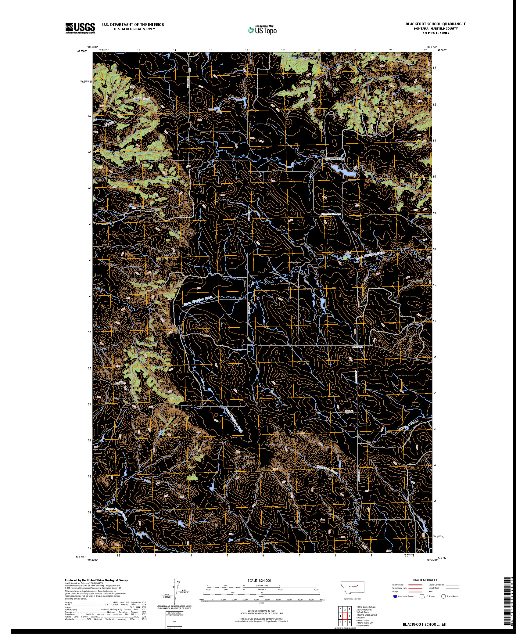 US TOPO 7.5-MINUTE MAP FOR BLACKFOOT SCHOOL, MT