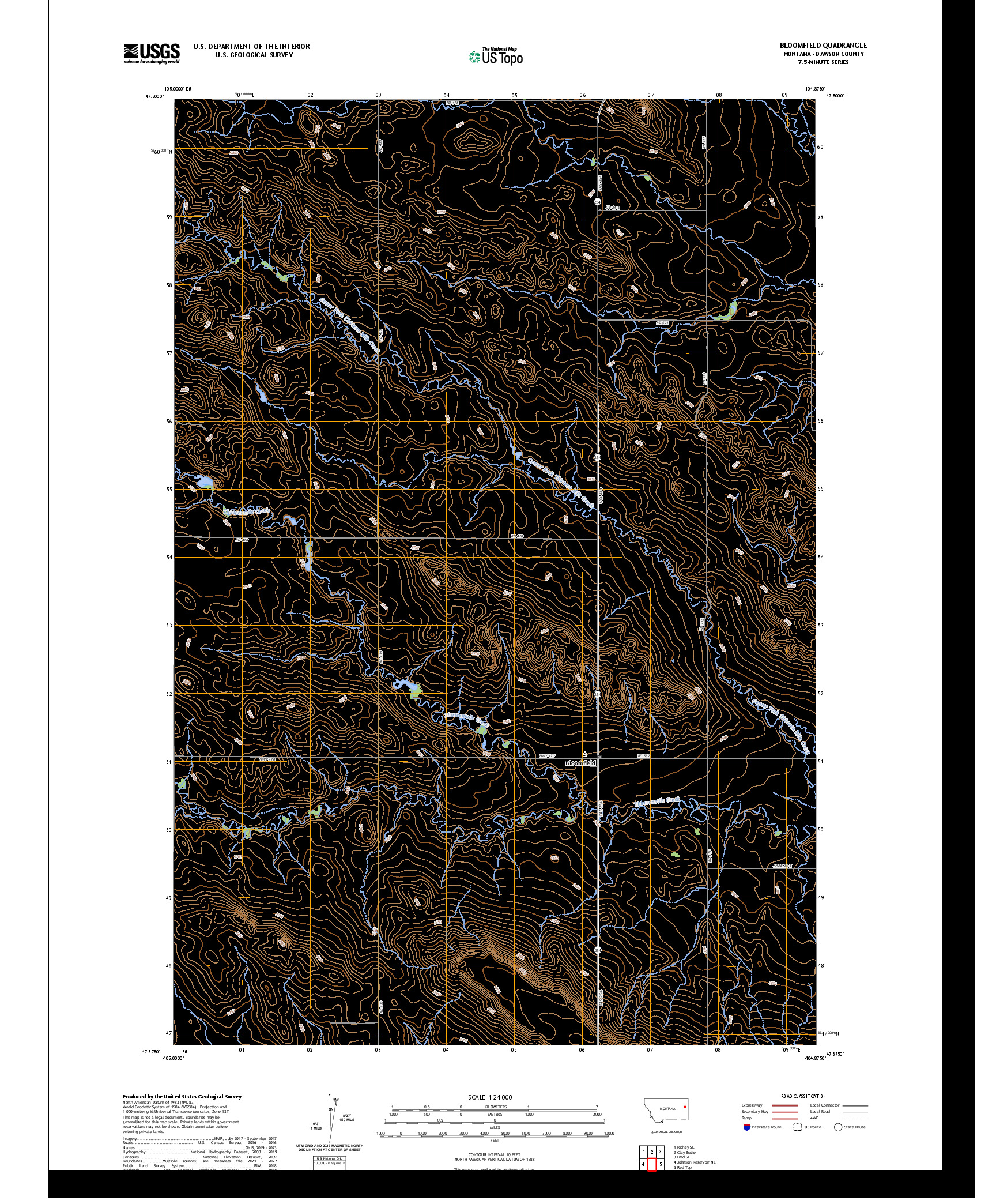 US TOPO 7.5-MINUTE MAP FOR BLOOMFIELD, MT