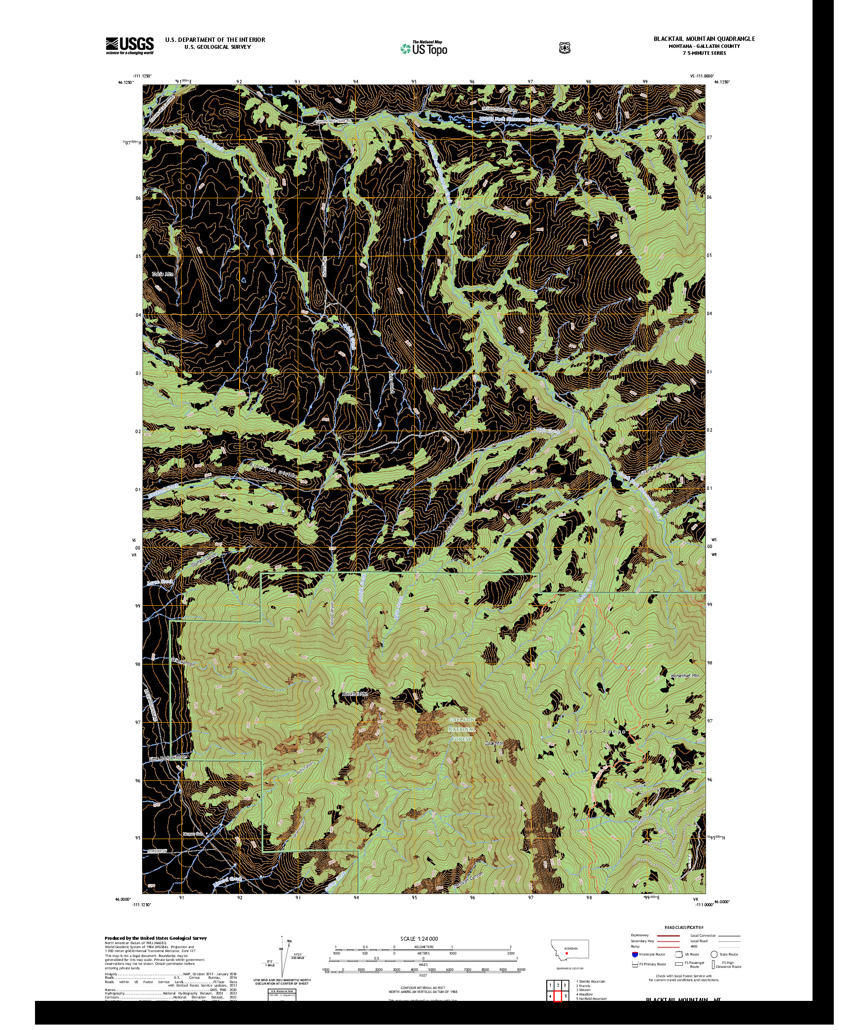 US TOPO 7.5-MINUTE MAP FOR BLACKTAIL MOUNTAIN, MT