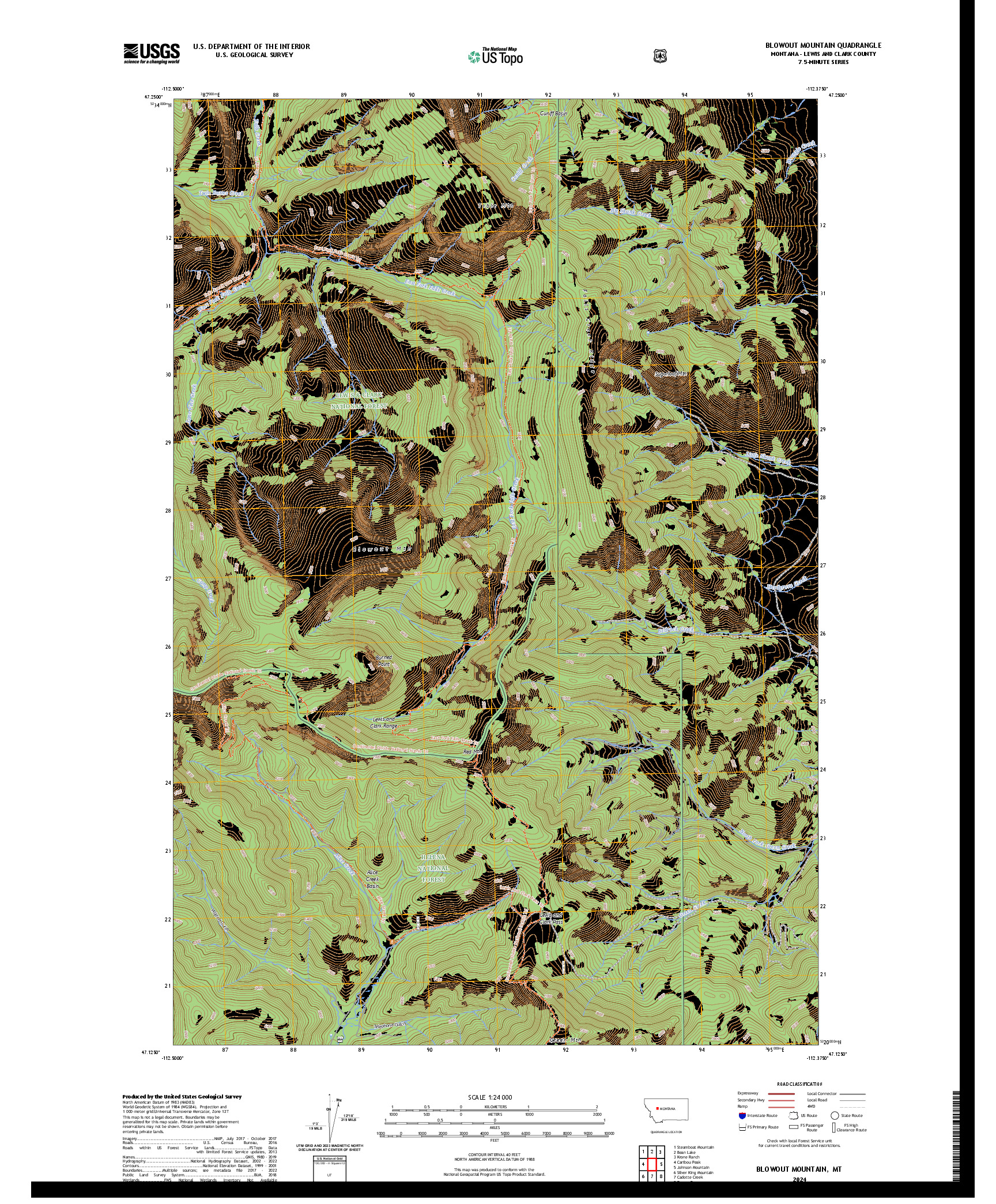 US TOPO 7.5-MINUTE MAP FOR BLOWOUT MOUNTAIN, MT