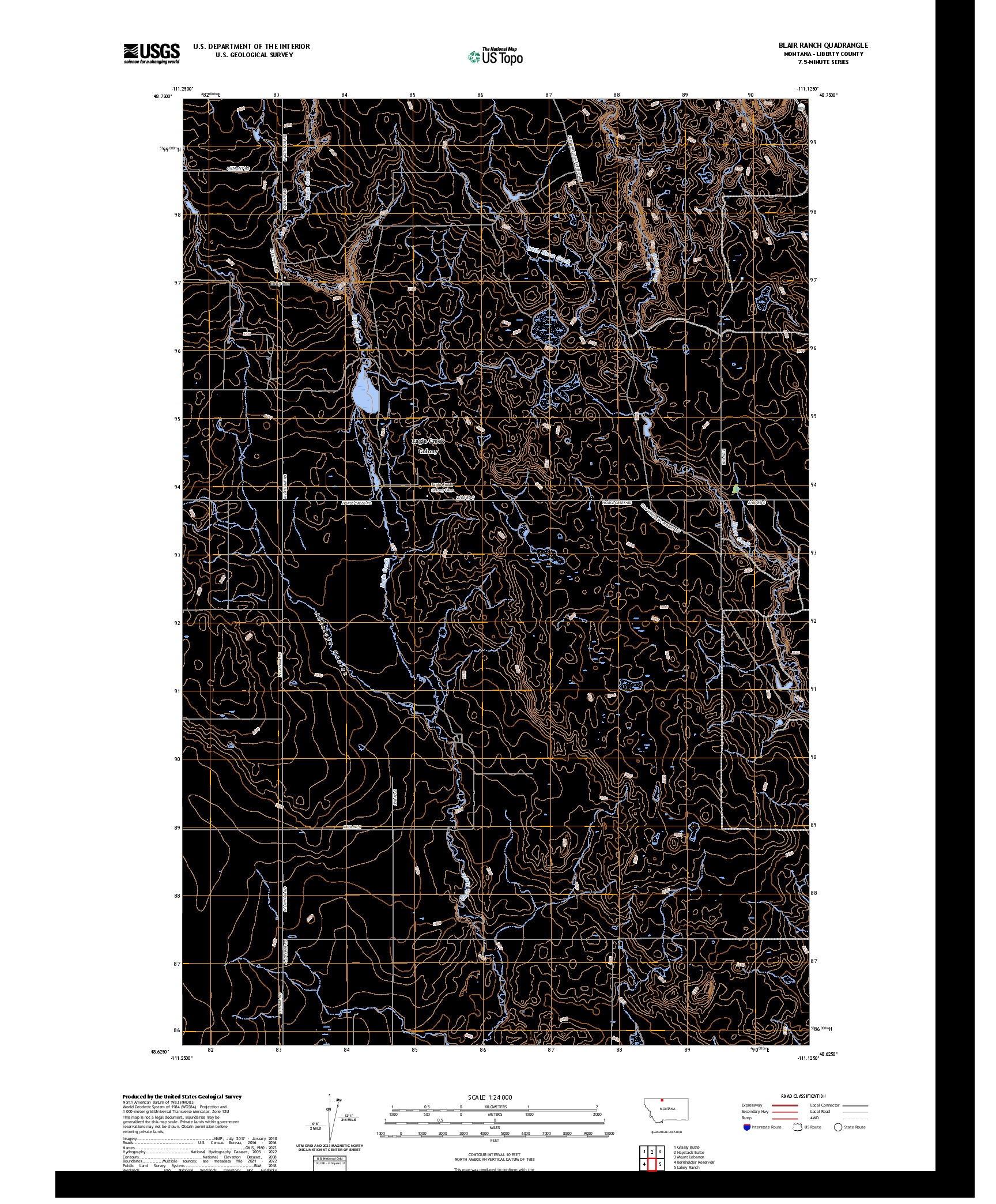 US TOPO 7.5-MINUTE MAP FOR BLAIR RANCH, MT
