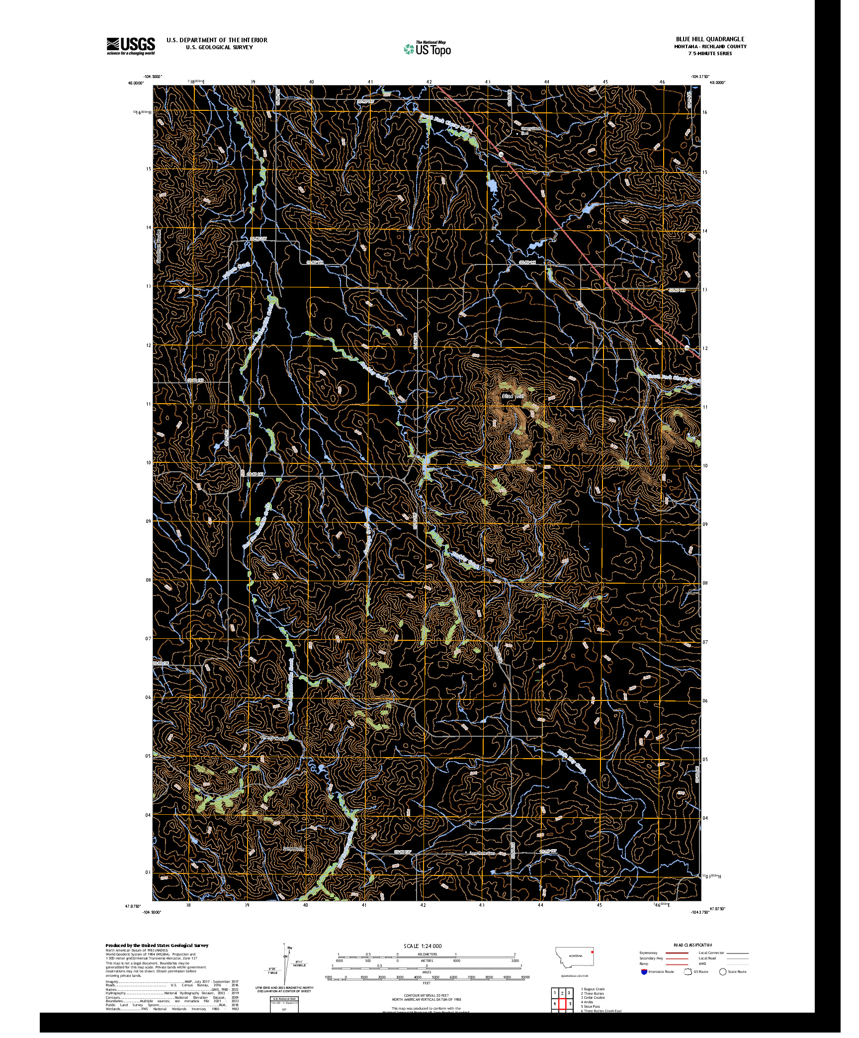 US TOPO 7.5-MINUTE MAP FOR BLUE HILL, MT
