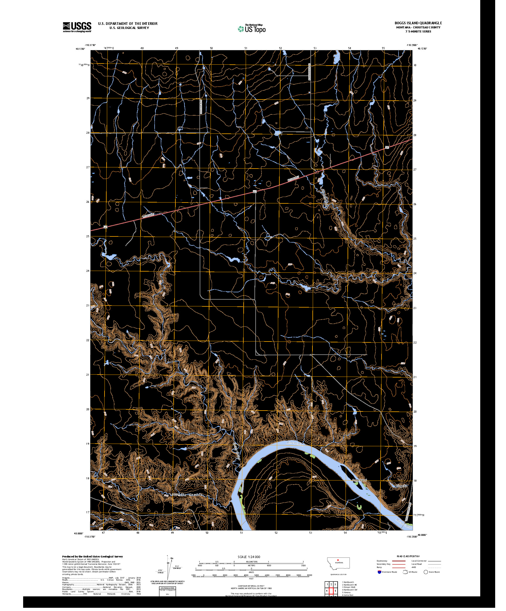 US TOPO 7.5-MINUTE MAP FOR BOGGS ISLAND, MT