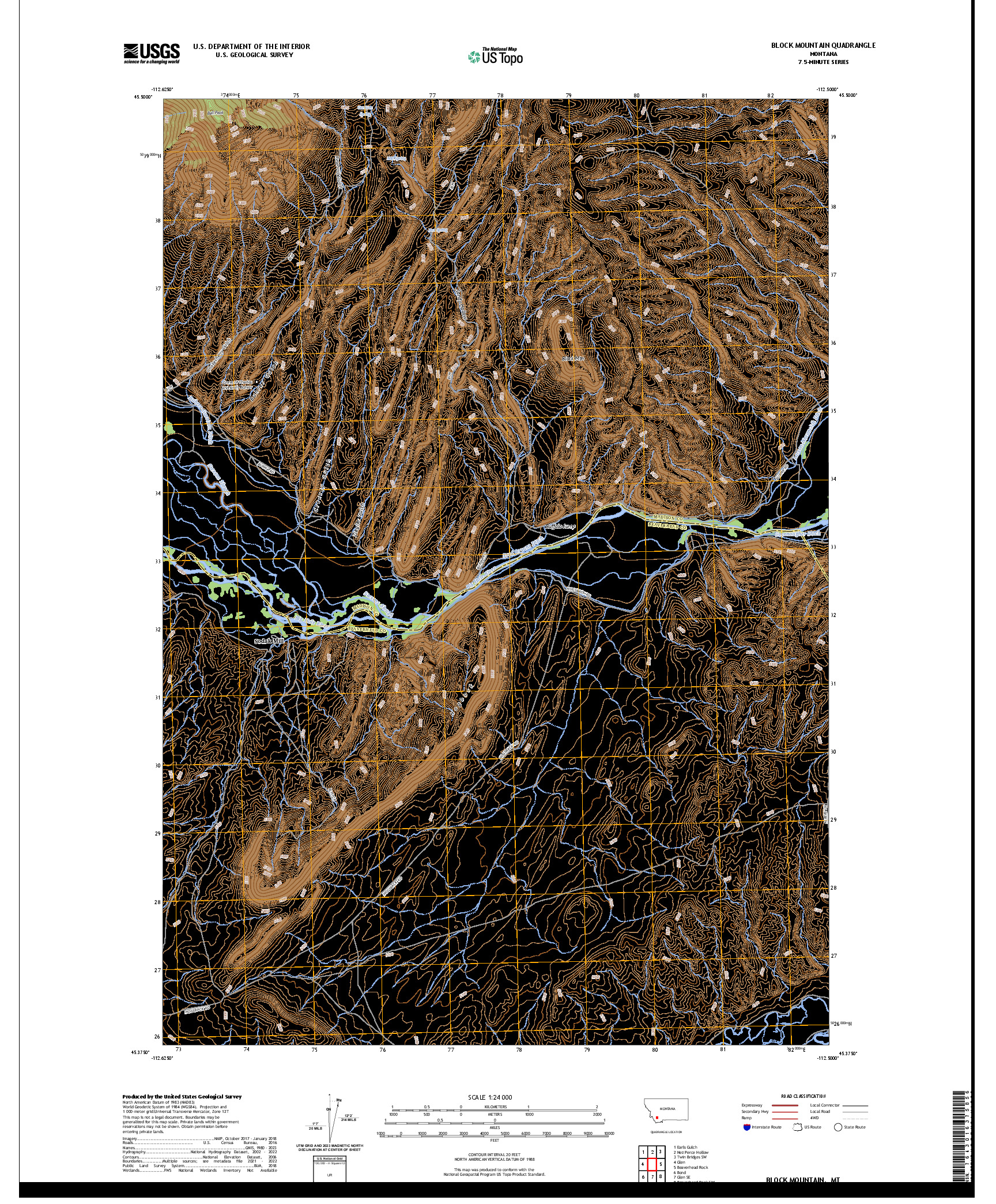 US TOPO 7.5-MINUTE MAP FOR BLOCK MOUNTAIN, MT