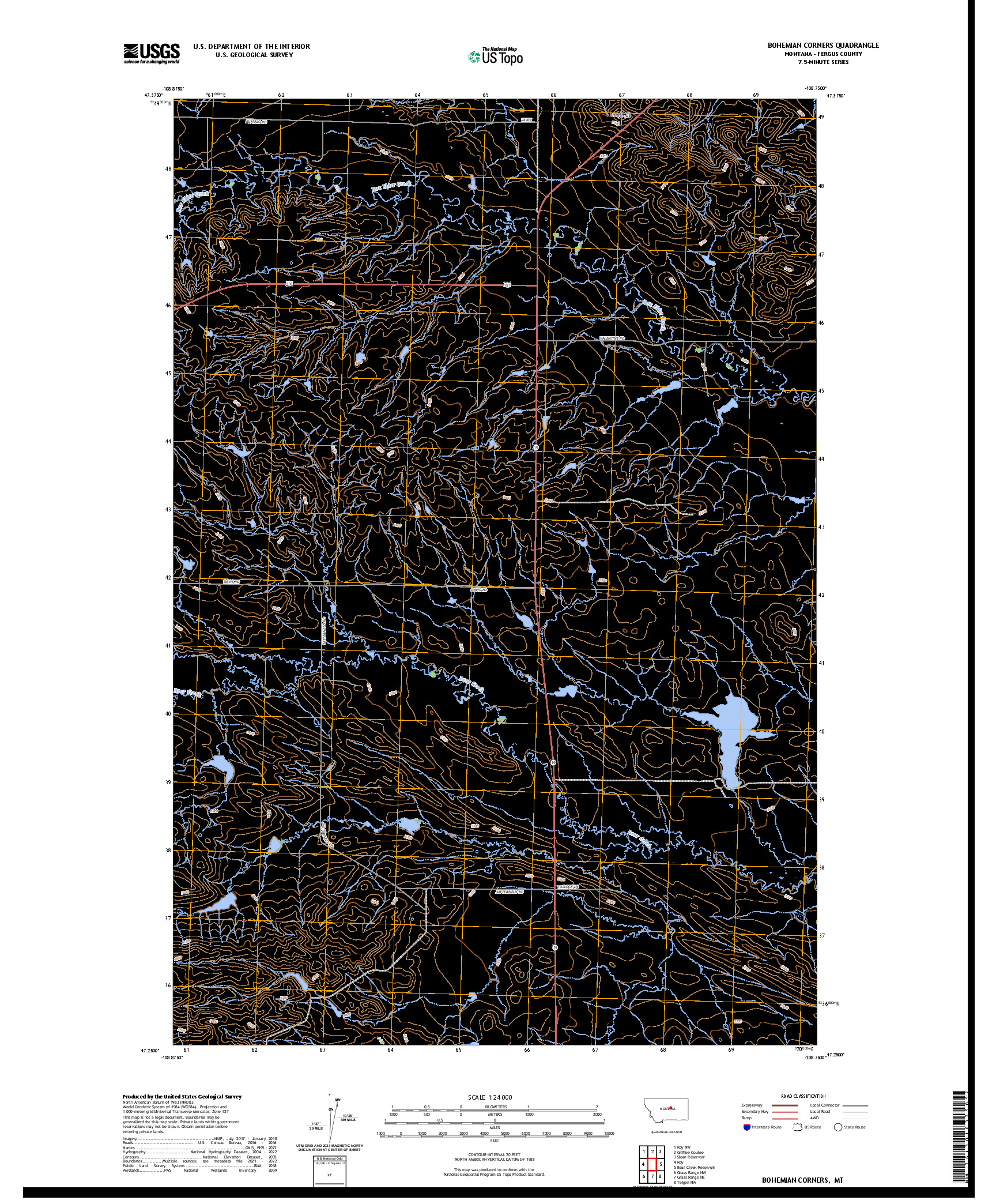 US TOPO 7.5-MINUTE MAP FOR BOHEMIAN CORNERS, MT