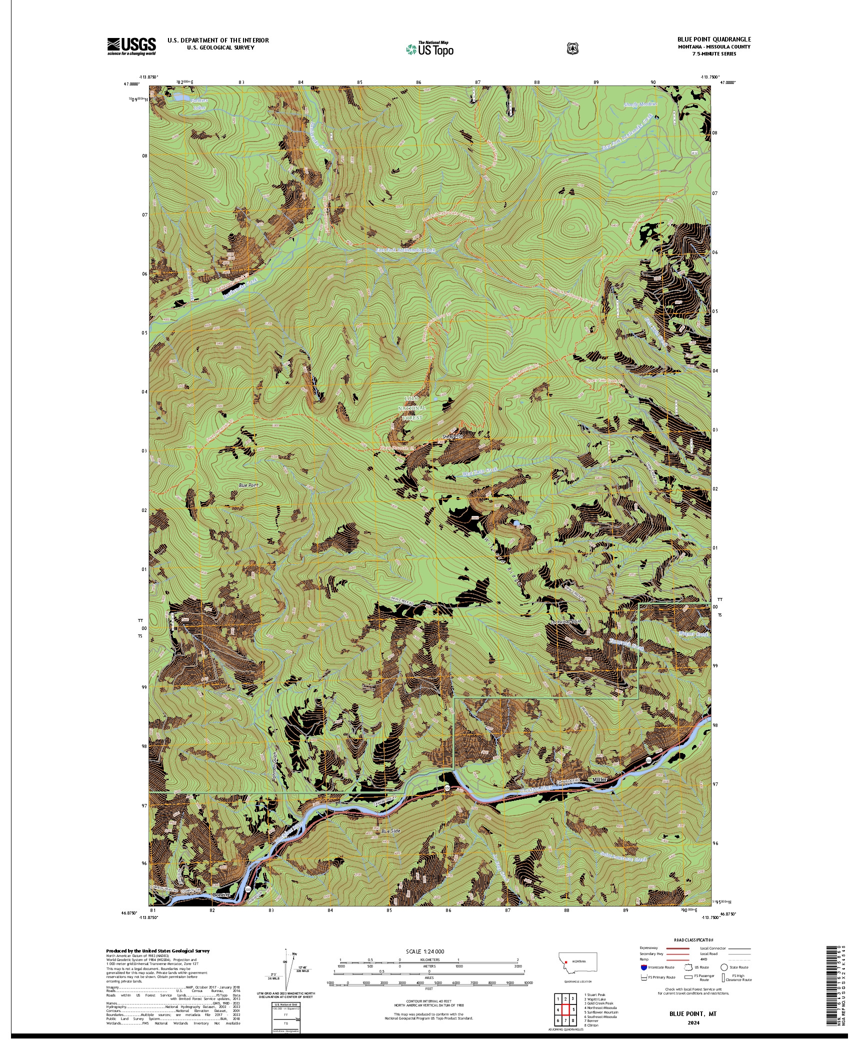US TOPO 7.5-MINUTE MAP FOR BLUE POINT, MT