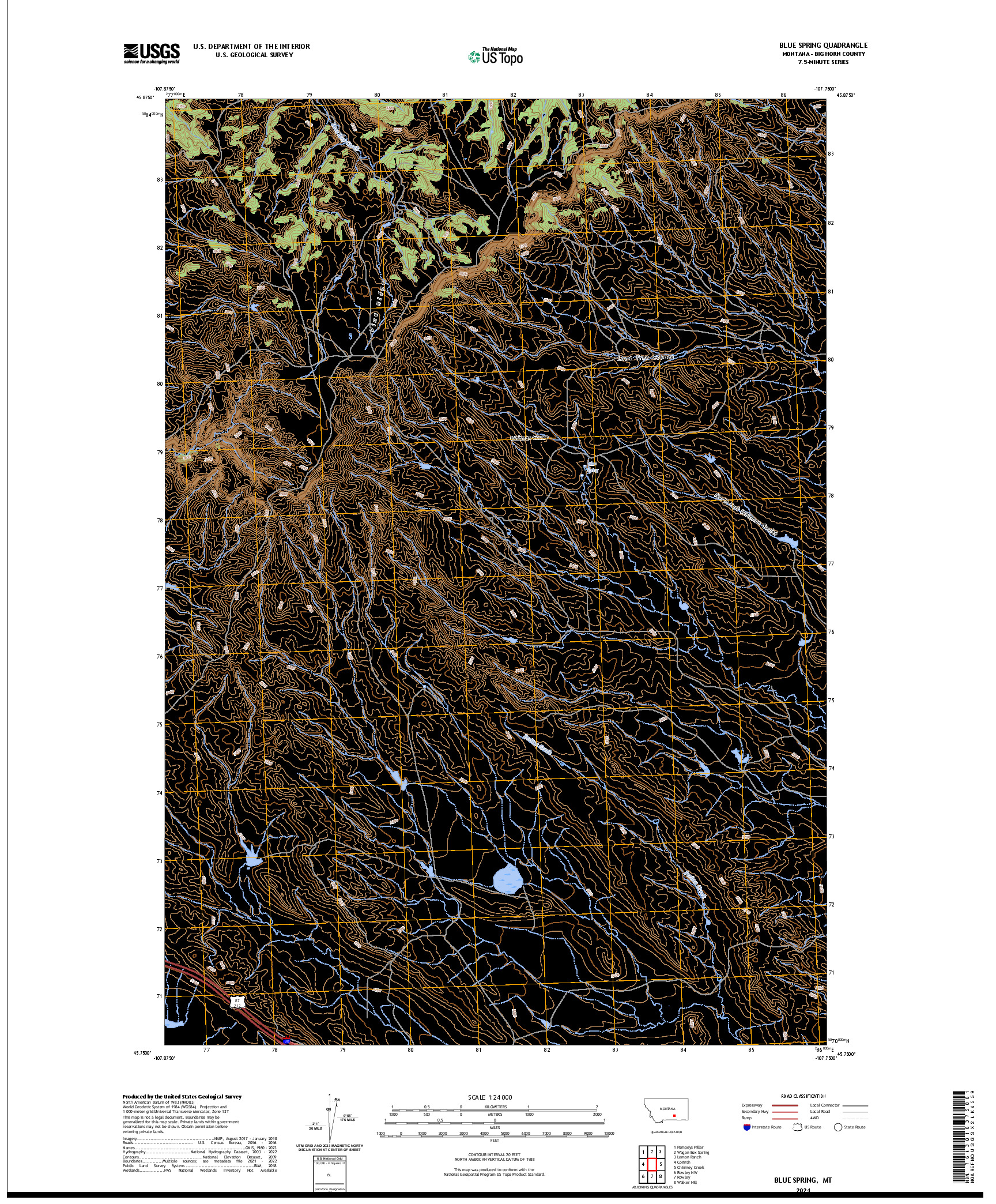 US TOPO 7.5-MINUTE MAP FOR BLUE SPRING, MT