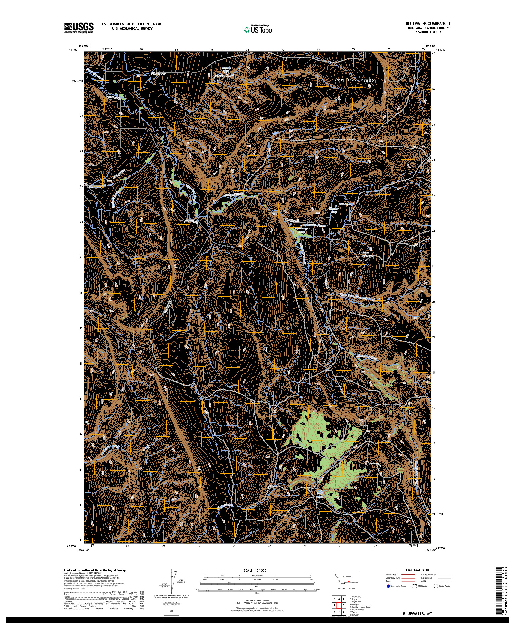 US TOPO 7.5-MINUTE MAP FOR BLUEWATER, MT