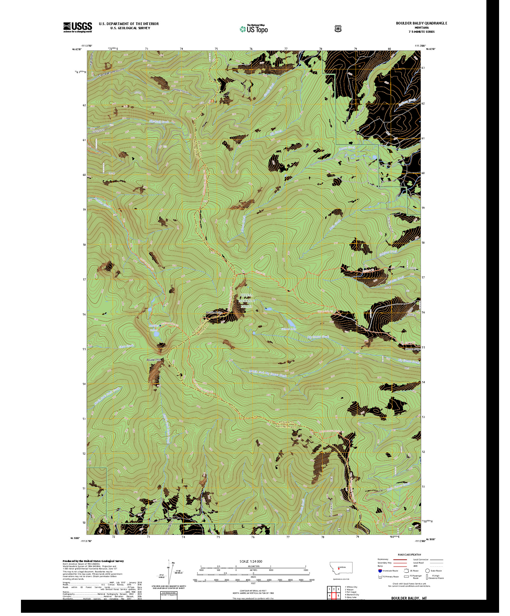 US TOPO 7.5-MINUTE MAP FOR BOULDER BALDY, MT