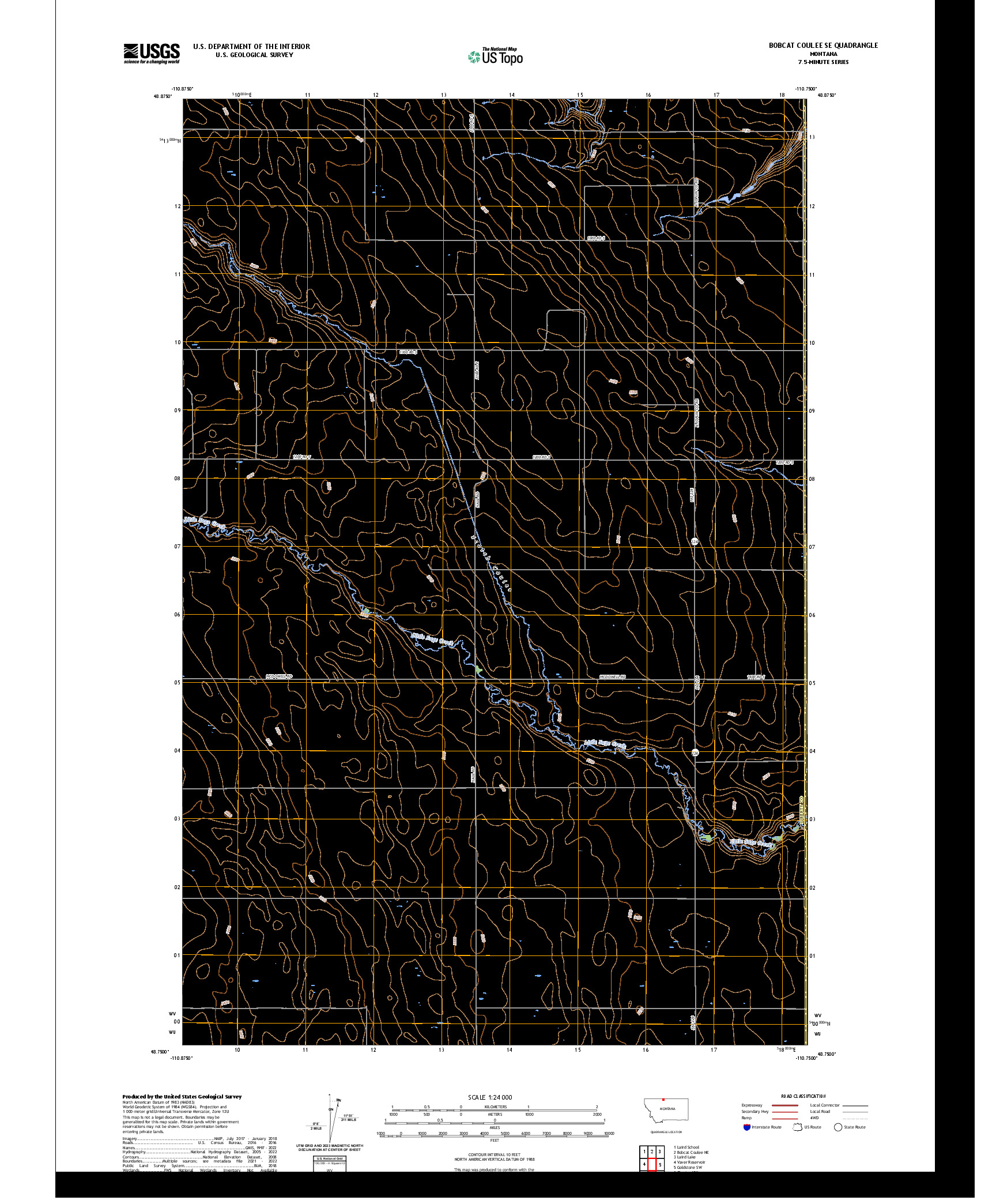 US TOPO 7.5-MINUTE MAP FOR BOBCAT COULEE SE, MT