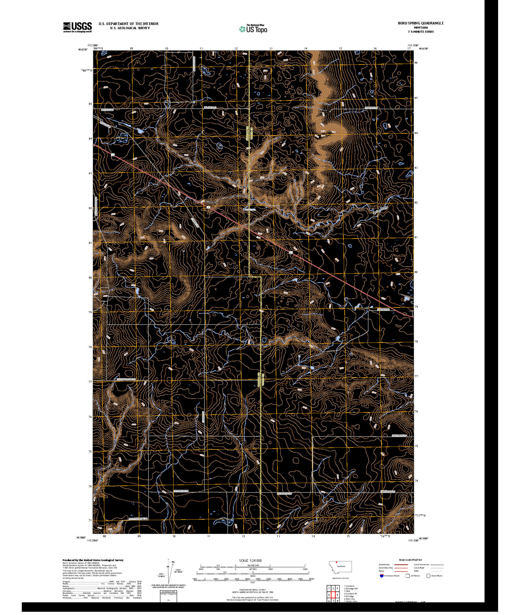 US TOPO 7.5-MINUTE MAP FOR BORU SPRING, MT